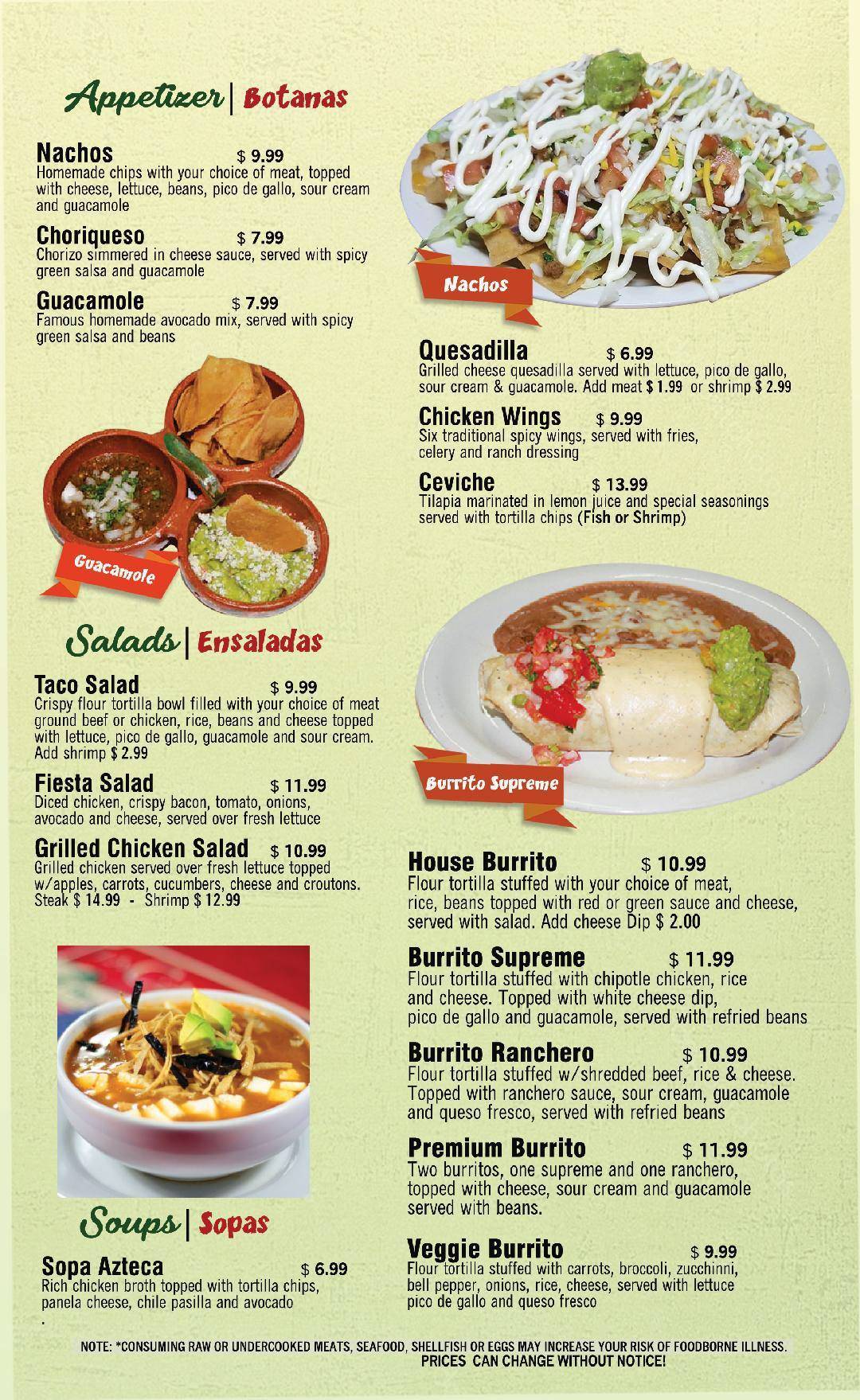 Menu at Del Carmen Mexican Store & Restaurant, Dade City