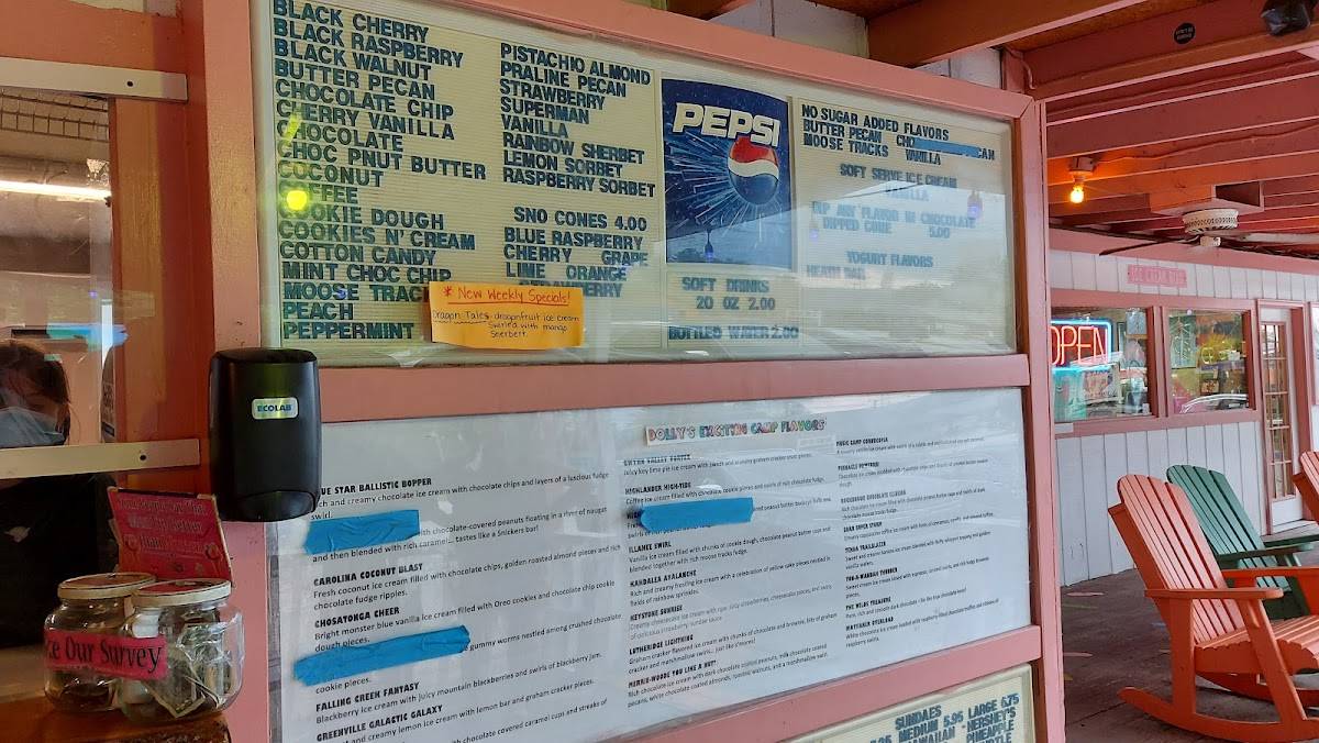 Menu at Dolly's Dairy Bar & Gift Shop, Pisgah Forest