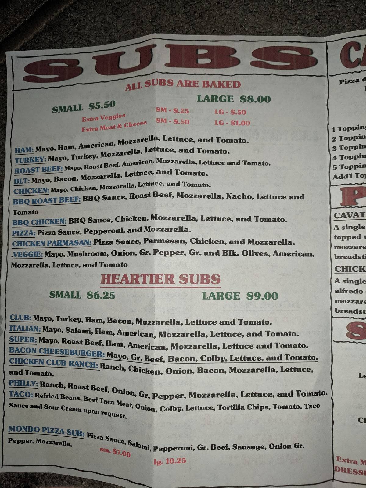 Menu at Edon Pizza pizzeria, Edon, 100 E Indiana St