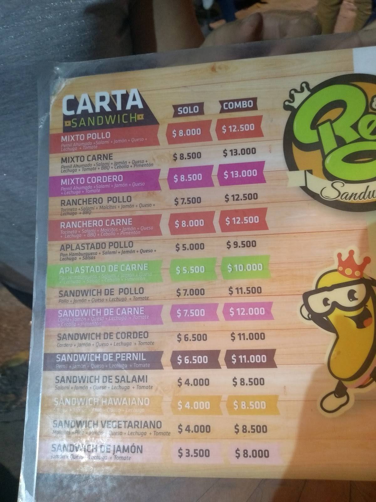 Carta Del Restaurante El Rey Del Sandwich Cali Cl