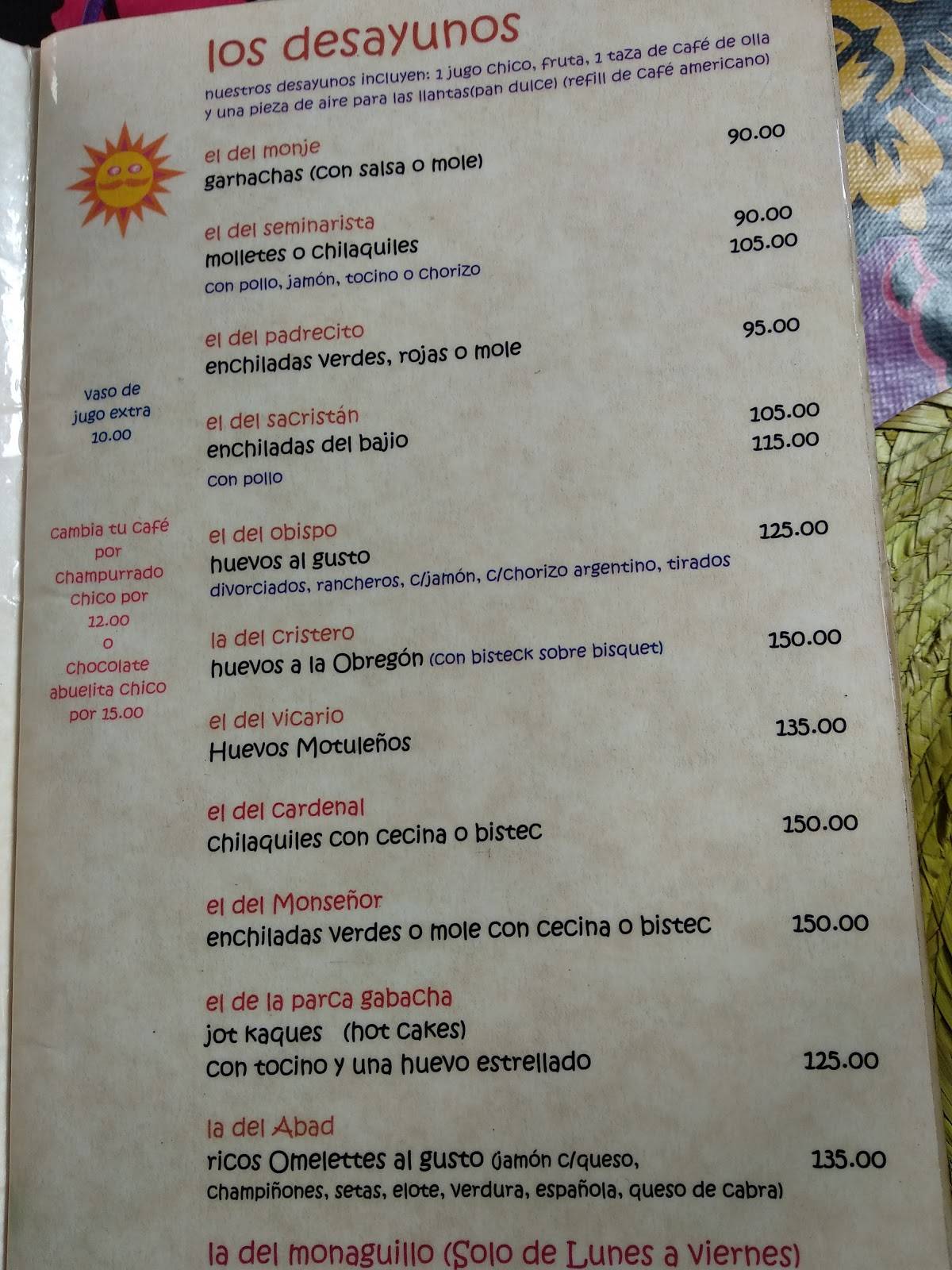 Carta Del Restaurante El Rincón Del La Catrina Tepotzotlán Calle Nicolás Romero 8675