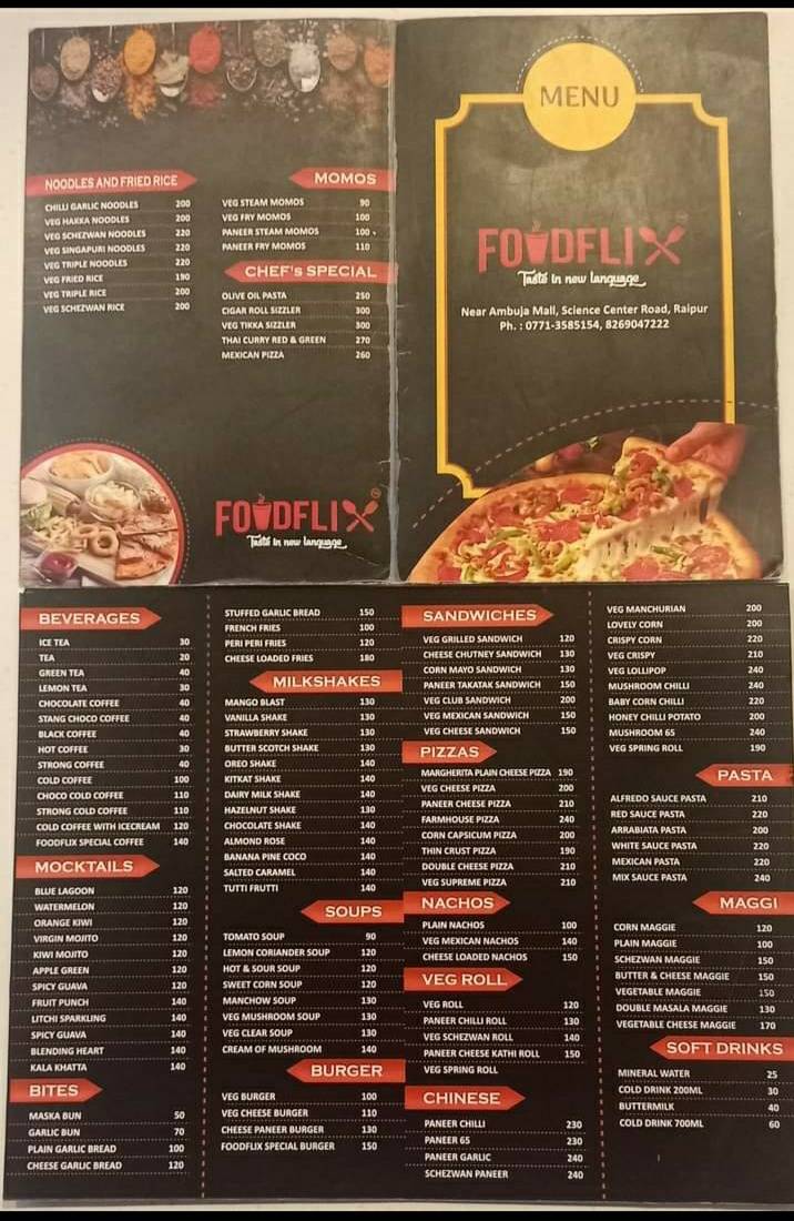 Menu at FOODFLIX, Raipur