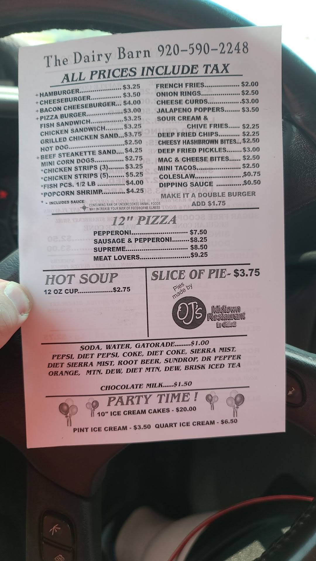 Menu at The Dairy Barn, Lena