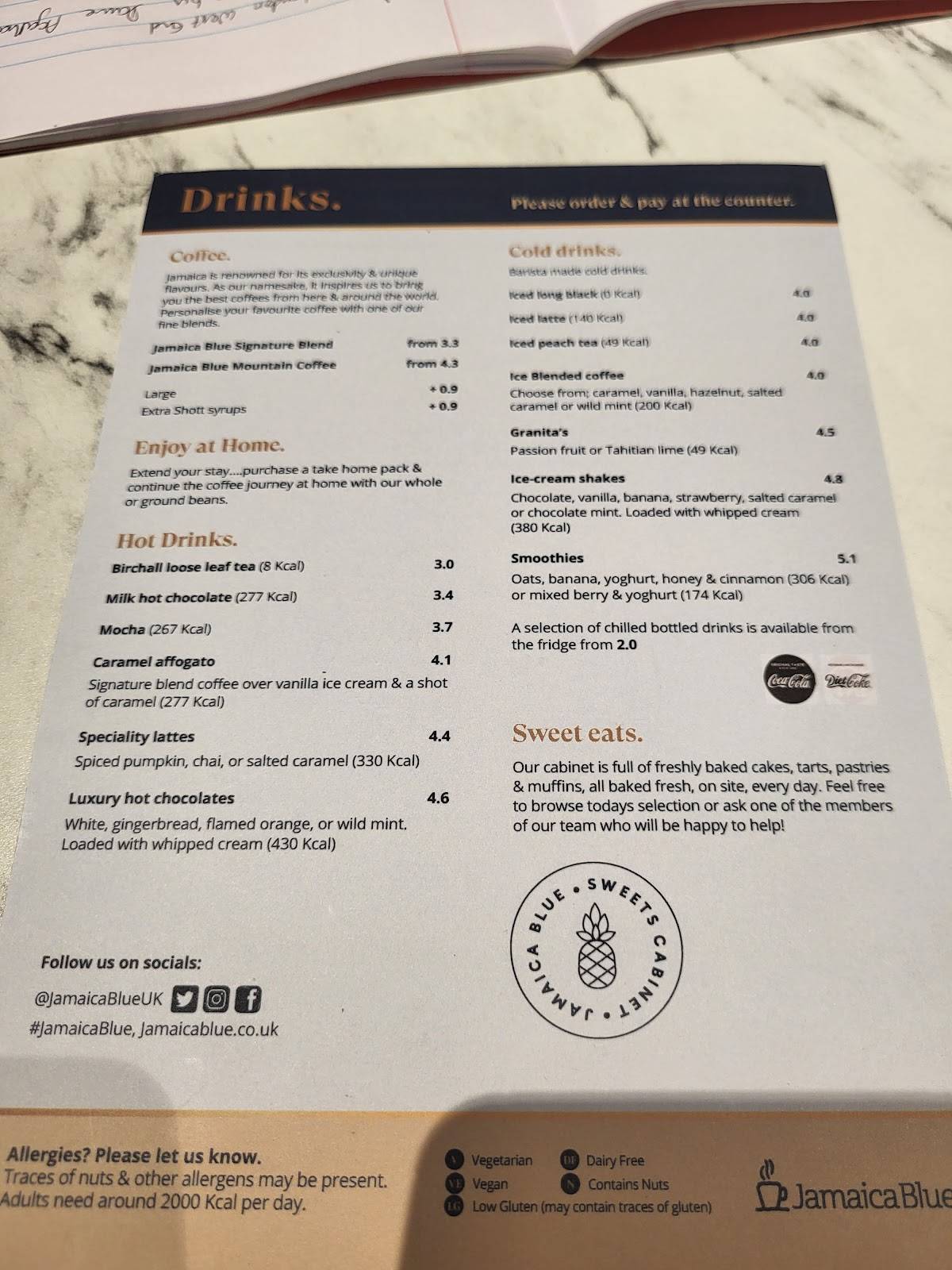 Menu at JAMAICA BLUE cafe, London