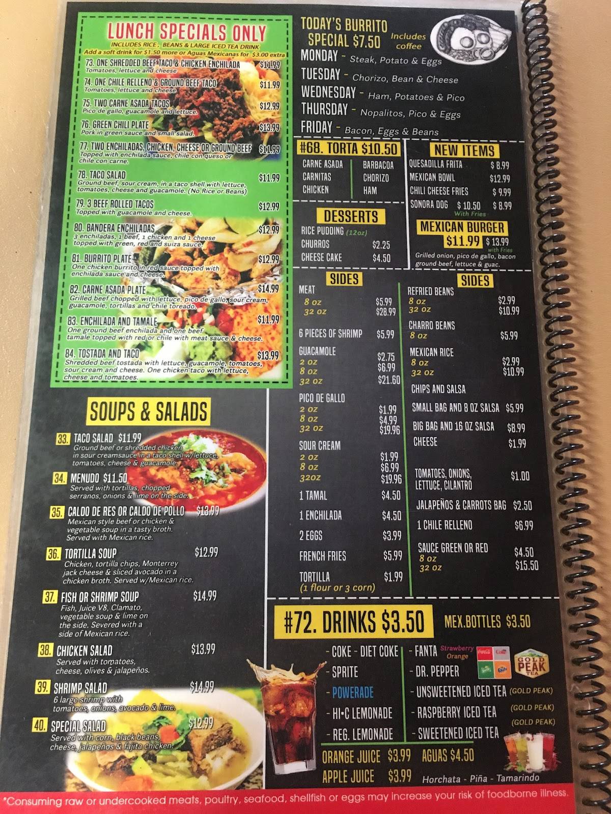 Menu at Jalapeños 2 Restaurant, Coolidge