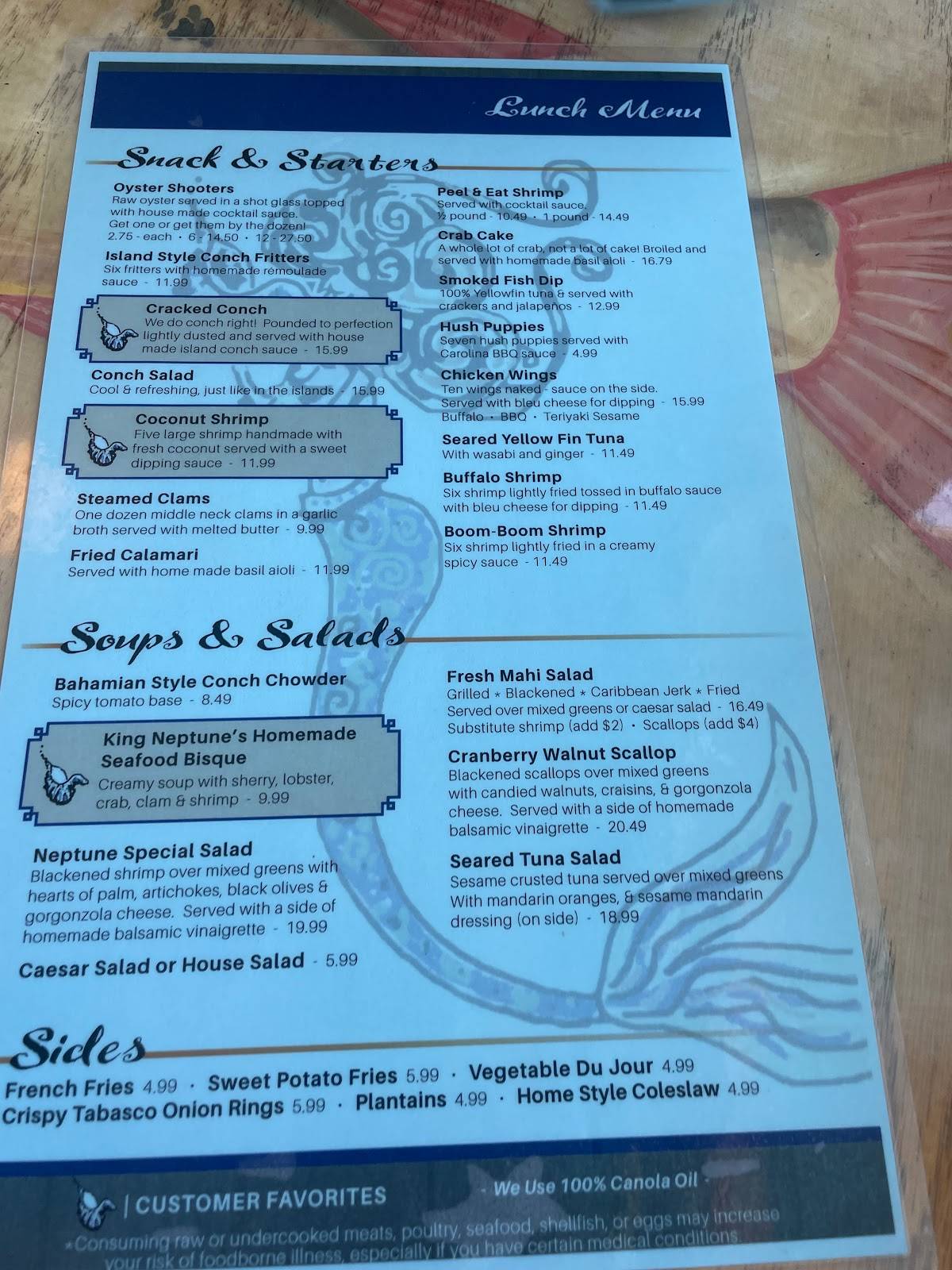 Menu at King Neptune Restaurant, Stuart