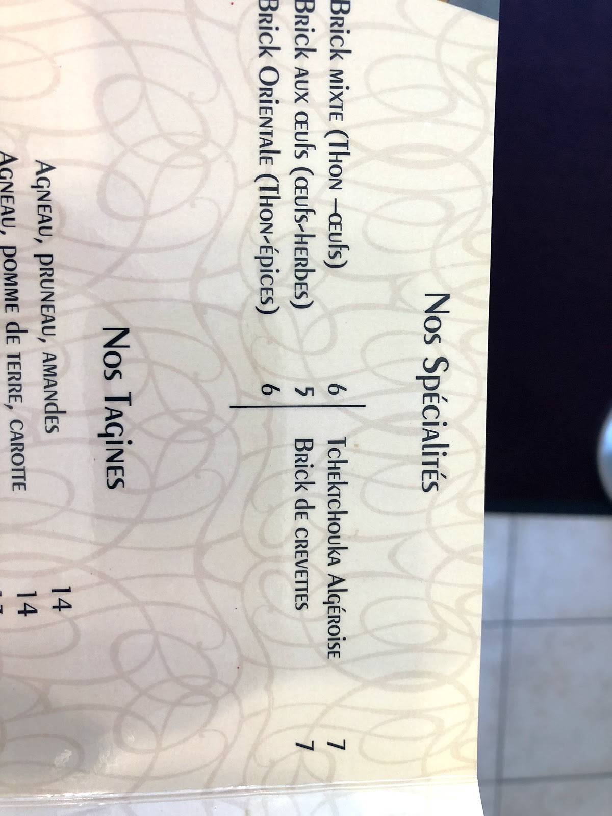 Menu au La Couscoussière de Fontenay restaurant, FontenaysousBois