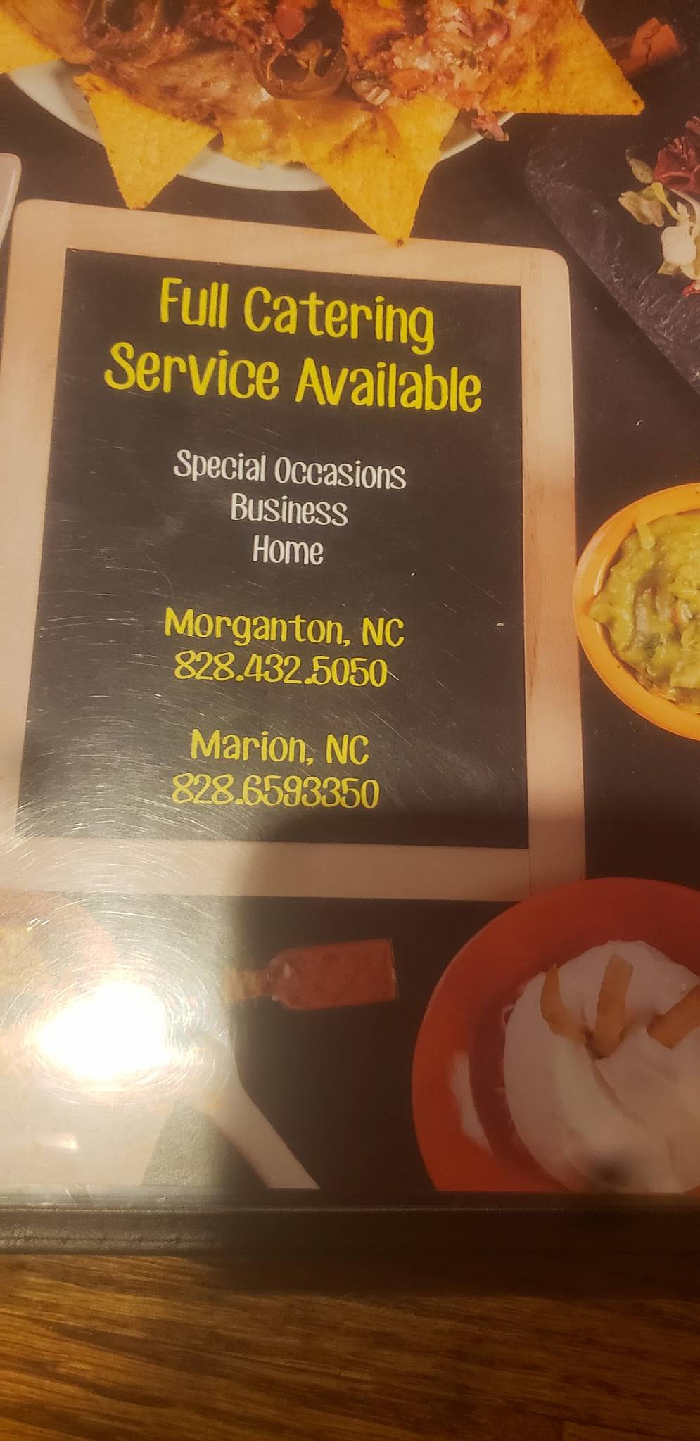 Menu at Las Salsas restaurant,