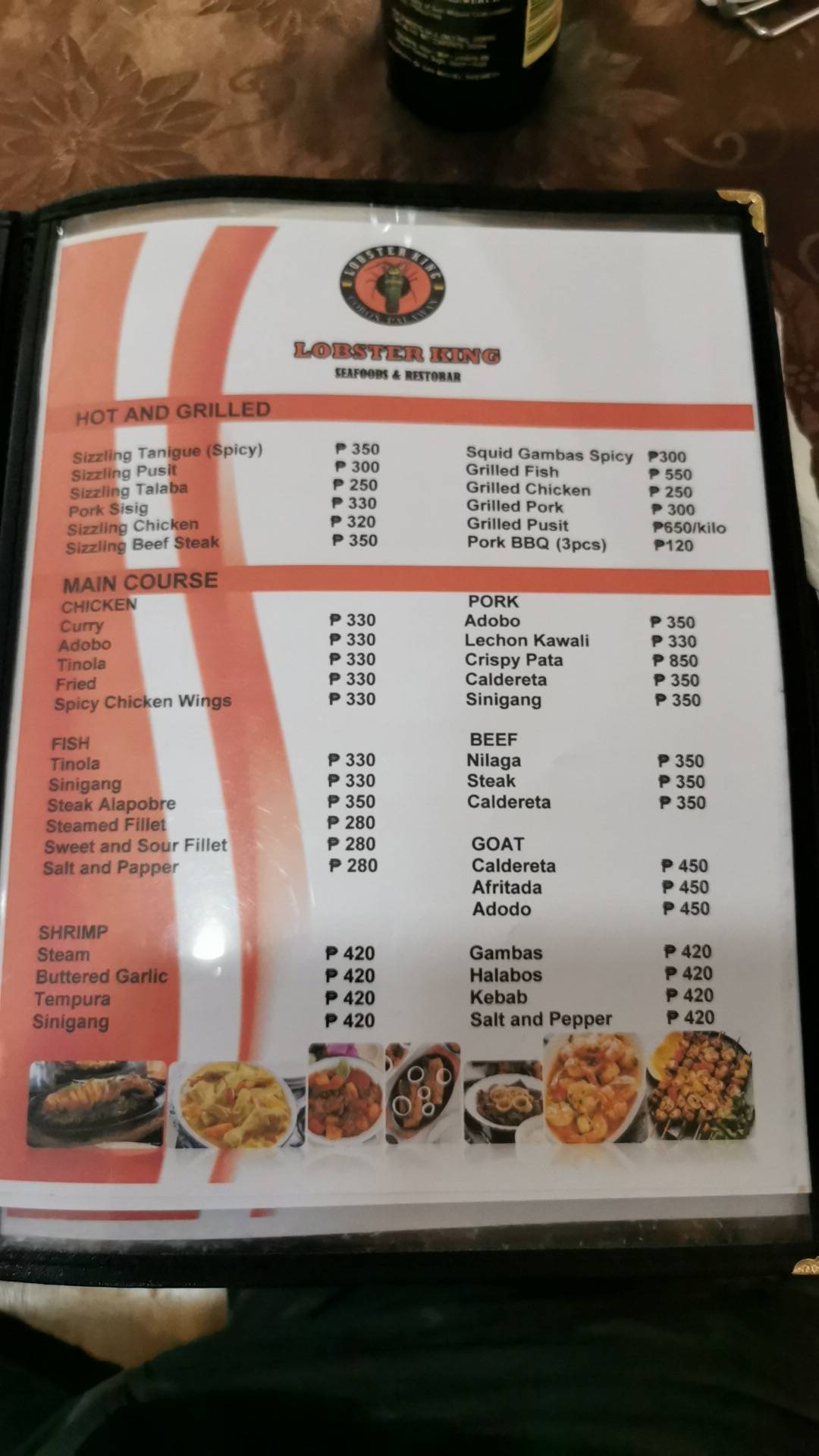 Menu at Lobster King pub & bar, Coron, 5 Coron Busuanga Rd
