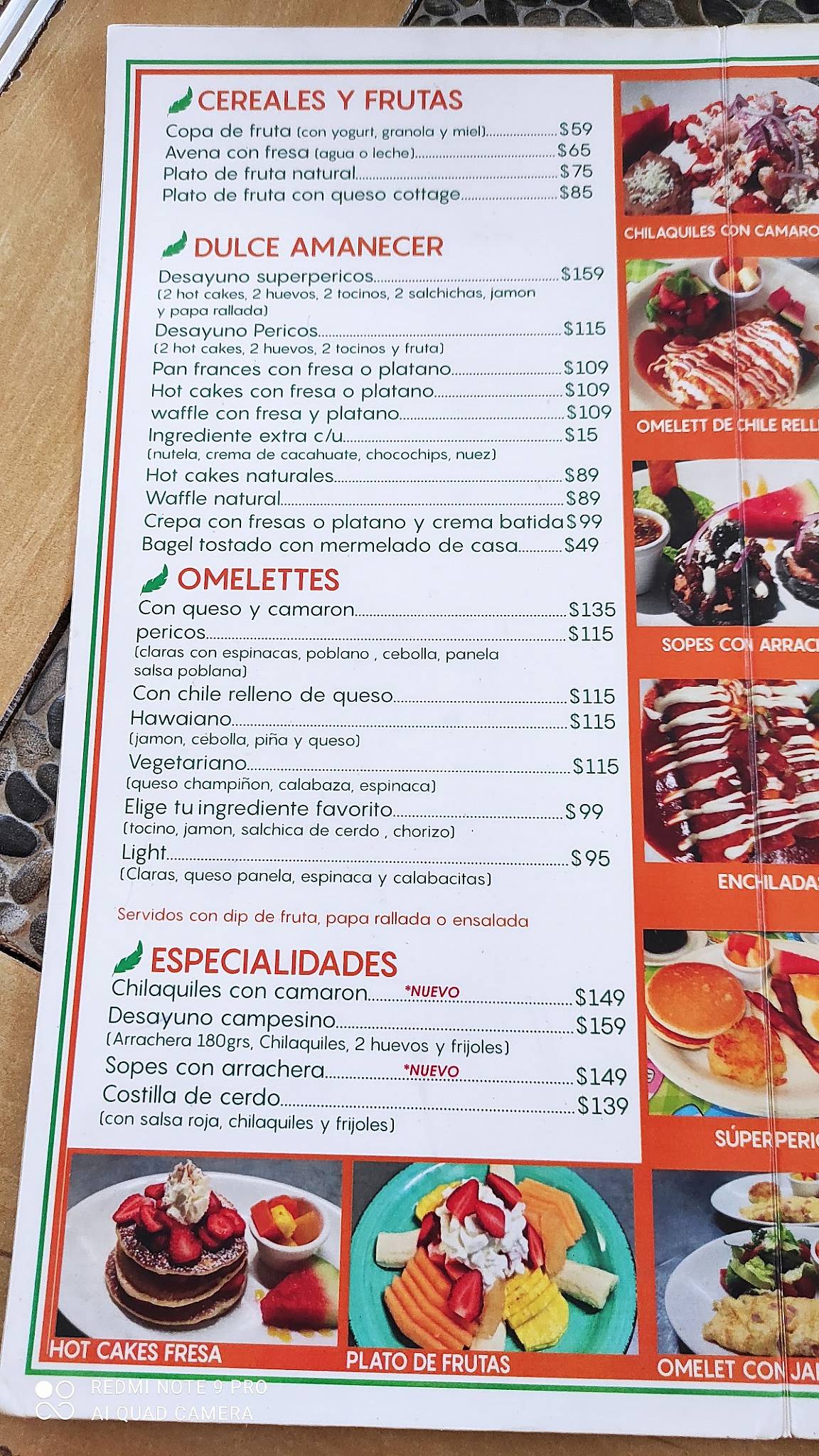 Menu at Los Pericos Restaurant Bar Cafe, Bucerías