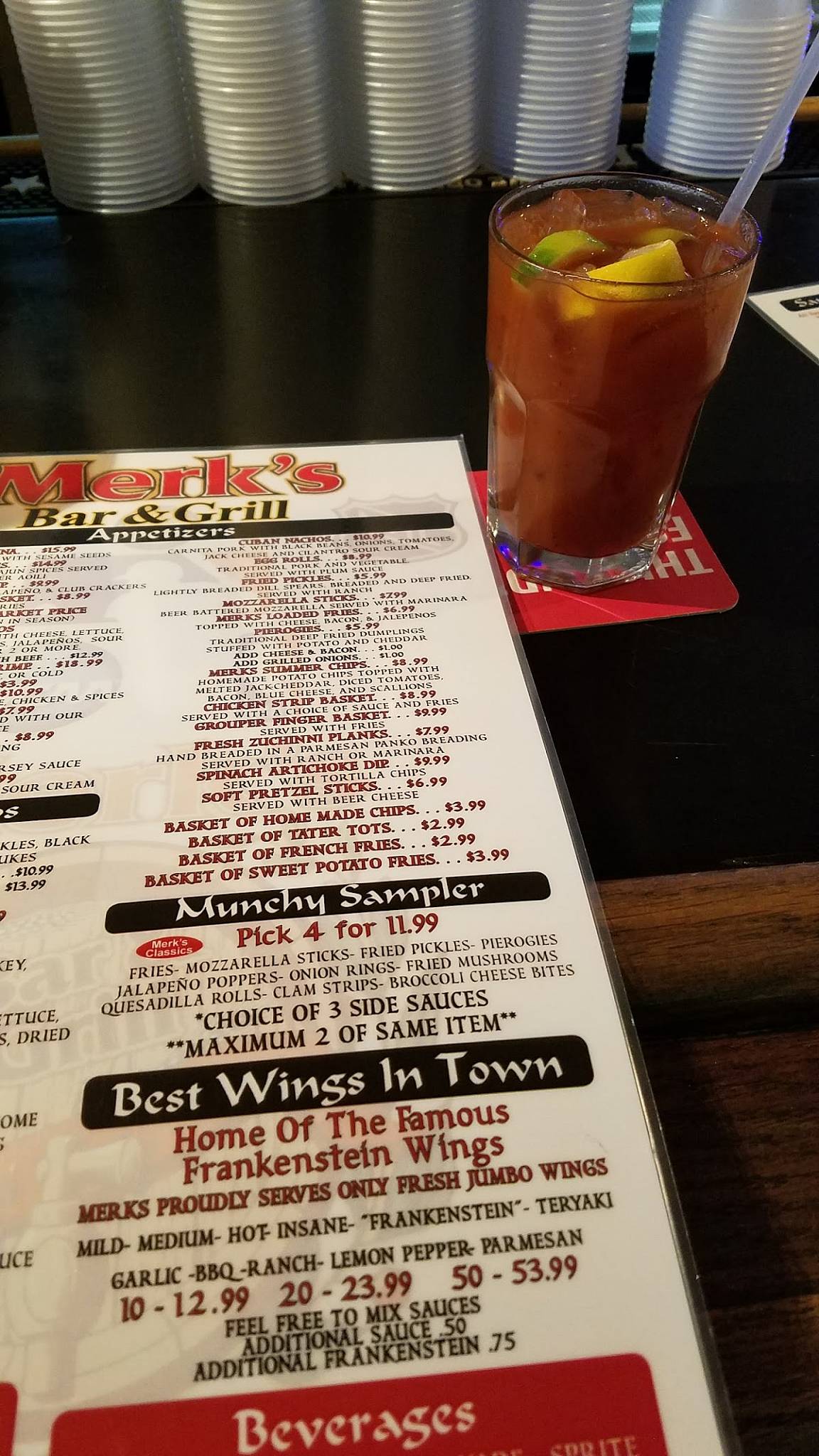 Menu at Merk's Bar & Grill, New Smyrna Beach