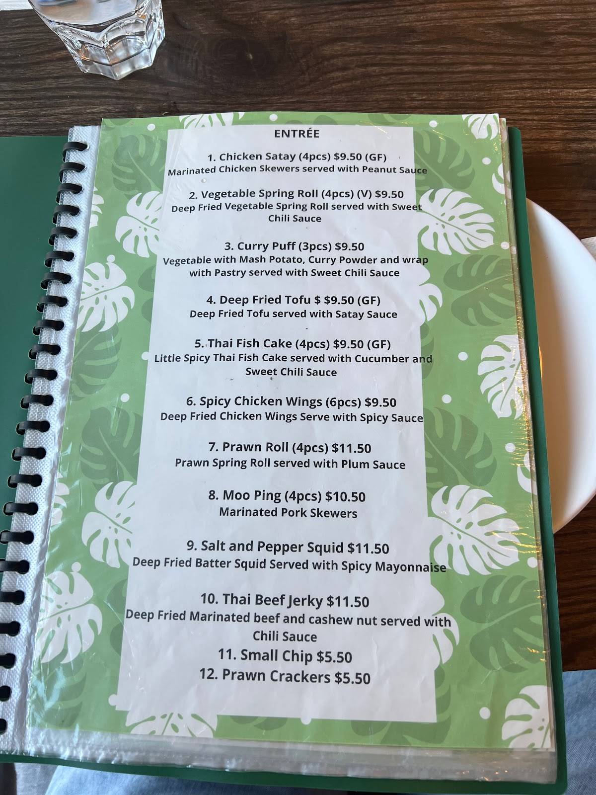 Menu at Monstera Thai Kitchen restaurant, Cloverdale