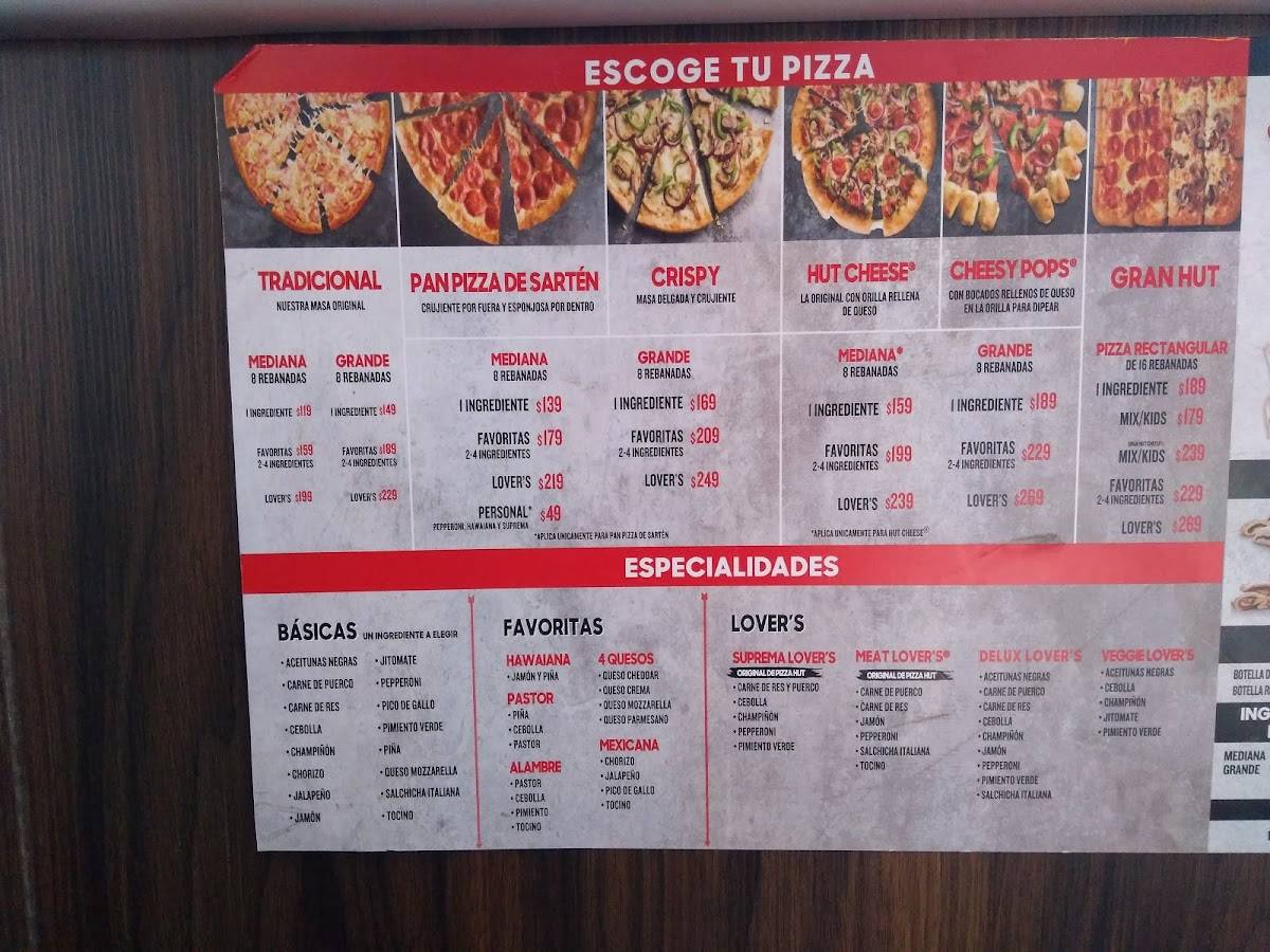 Carta del restaurante Pizza Hut, Monterrey, Av. Cuauhtémoc