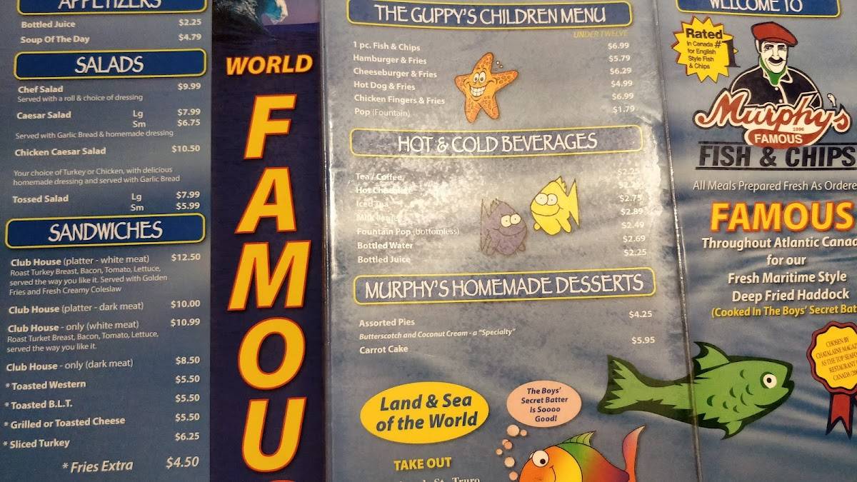Menu at Murphy's Fish & Chips restaurant, Truro