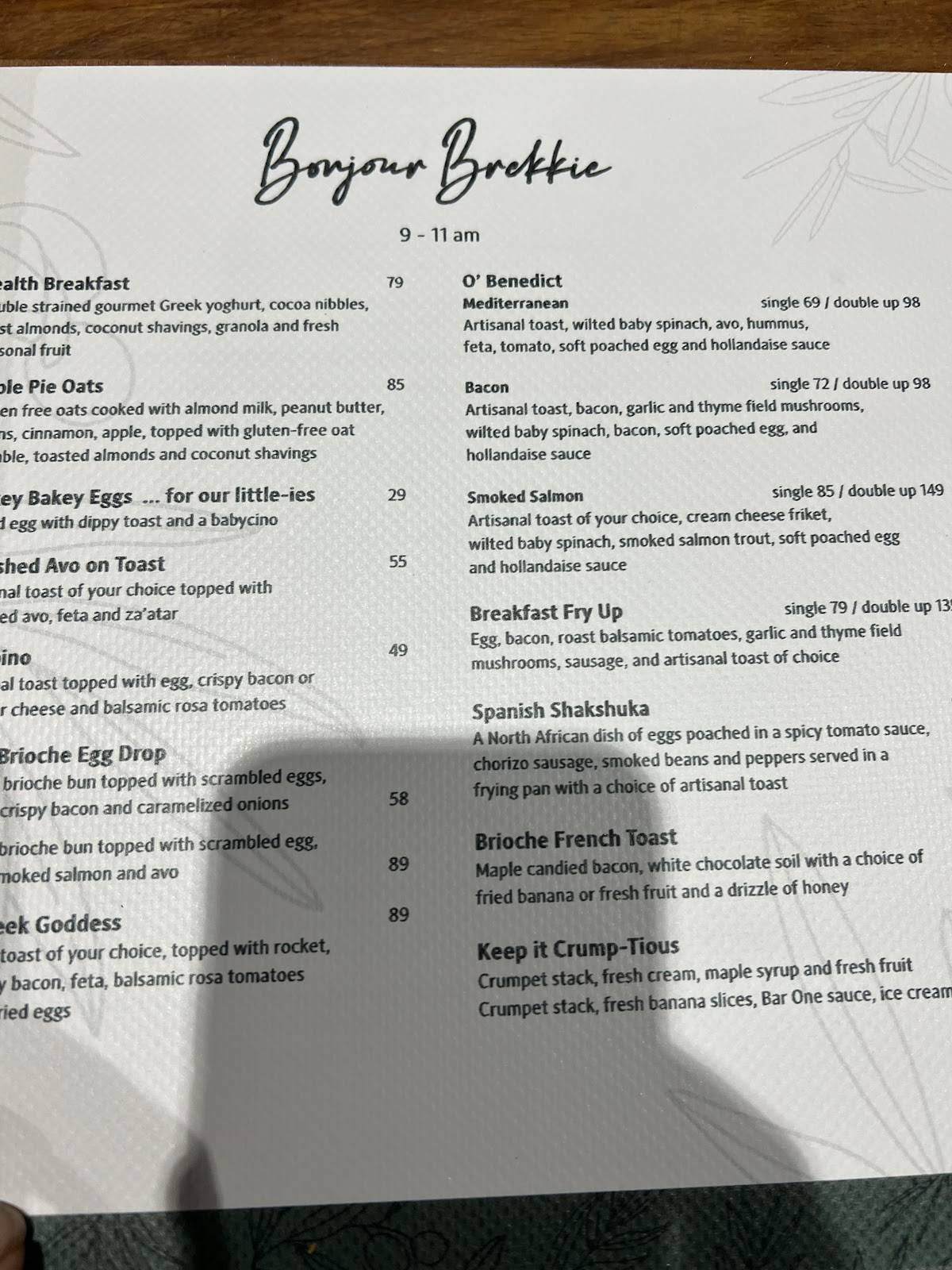 Menu at Olive & Oil restaurant, Umhlanga, Oceans Mall
