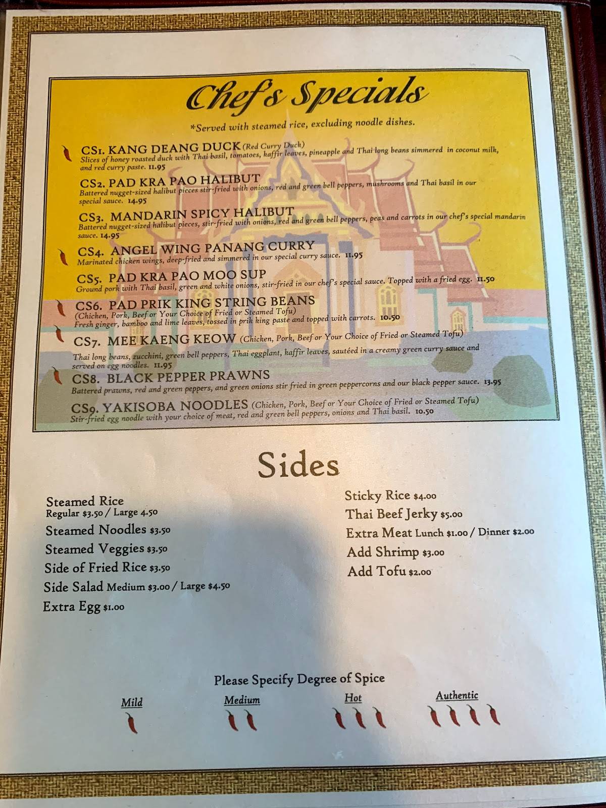 Menu at Pad Thai House restaurant, Boise