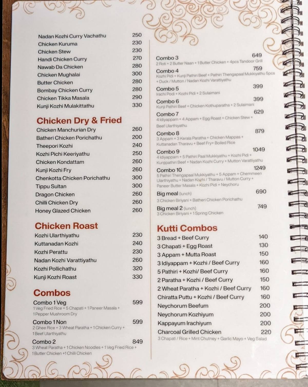 Menu at Palaaram Kakkanad, Kochi, Seethys Tower