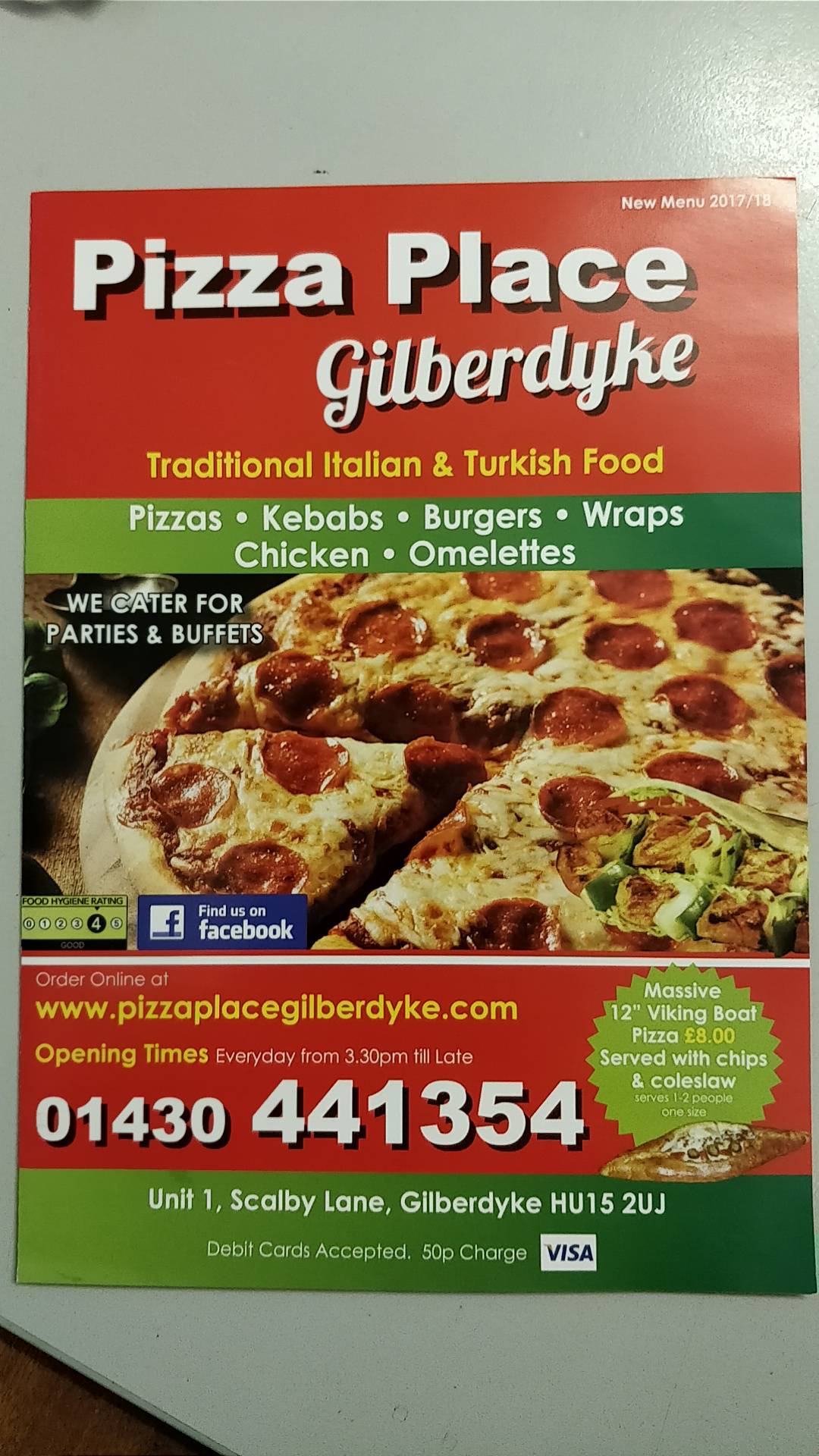 Menu at Pizza Place pizzeria, Gilberdyke