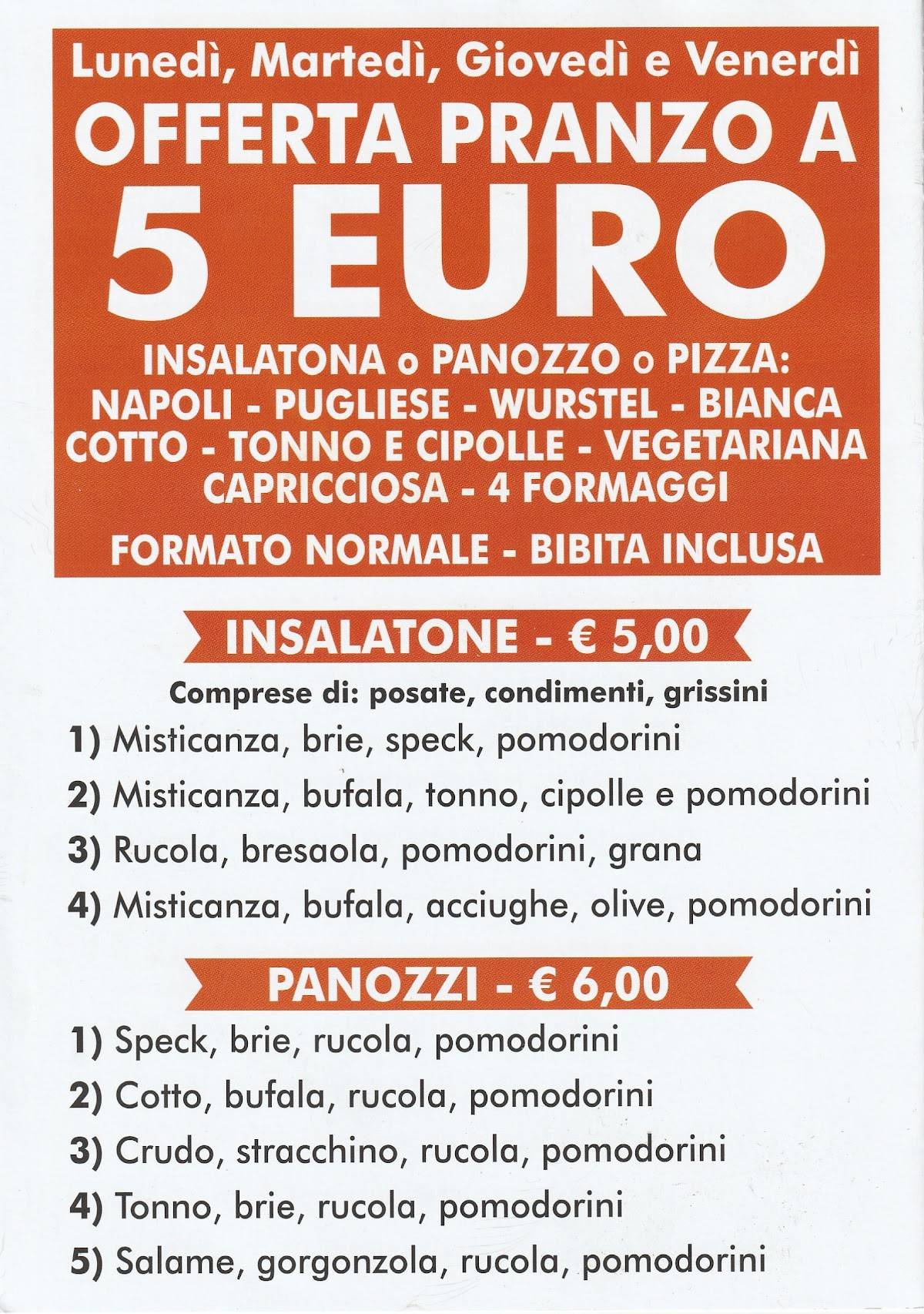 Menu da Pizza al volo di Luca pizzeria, Chiavari