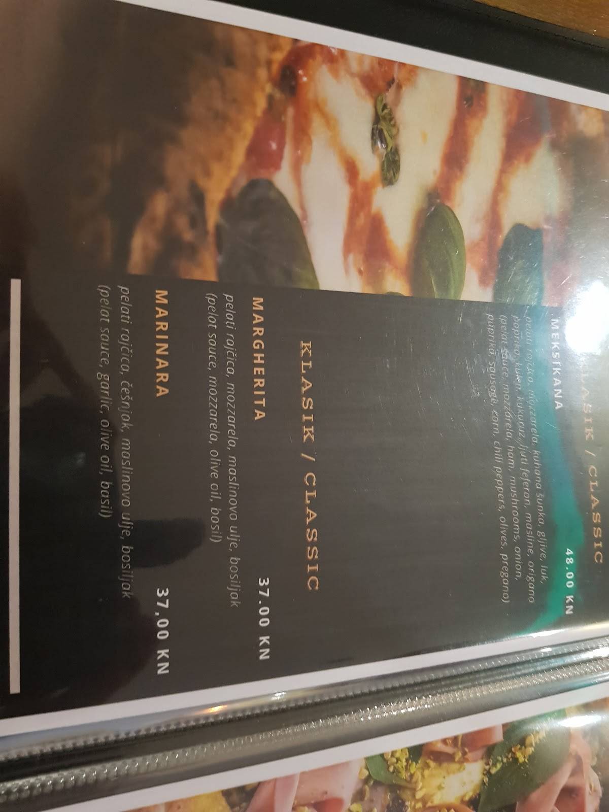 Menu at Pizzeria Antica, Ogulin