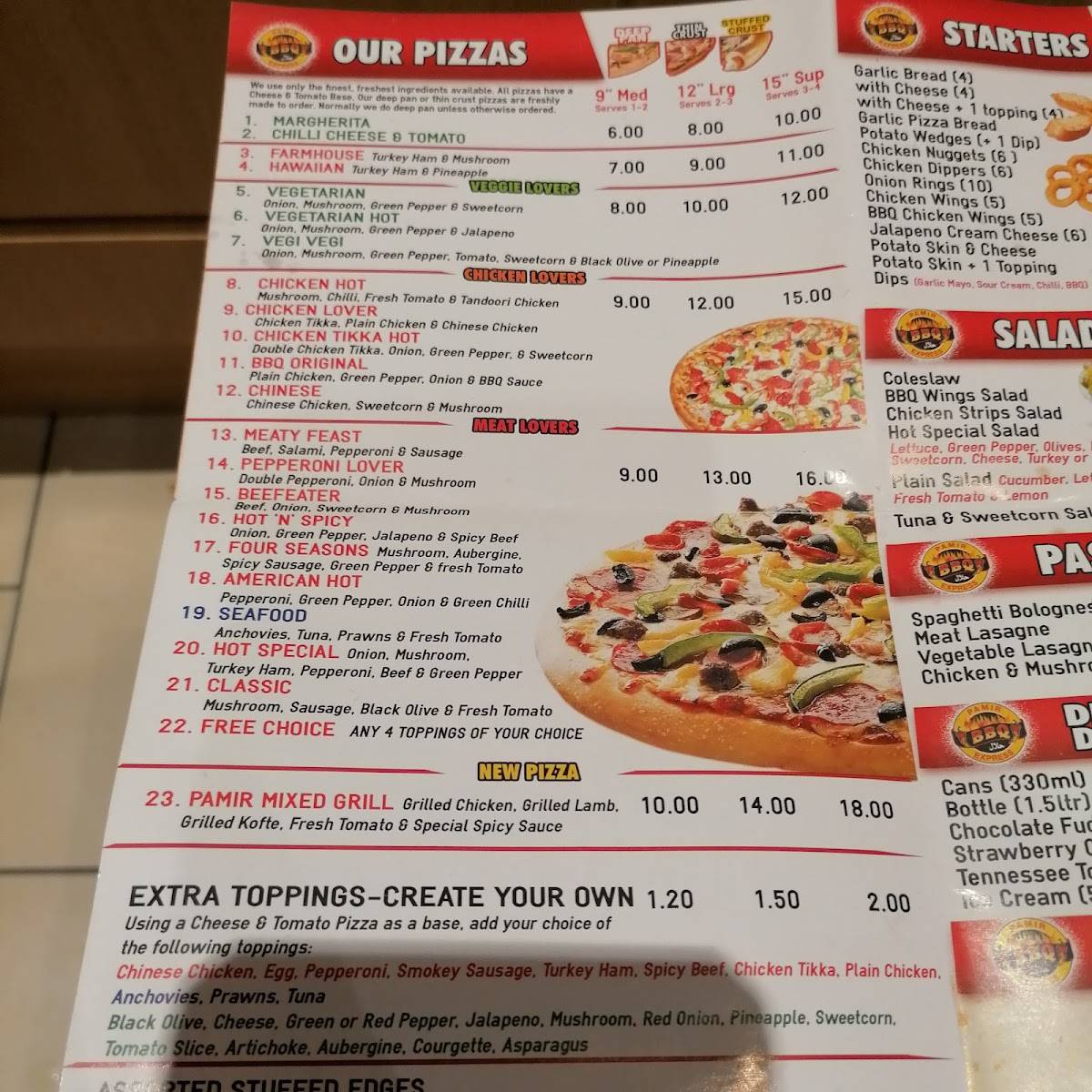 Carta de Pamir BBQ Express, Bournemouth, 830 Wimborne Rd