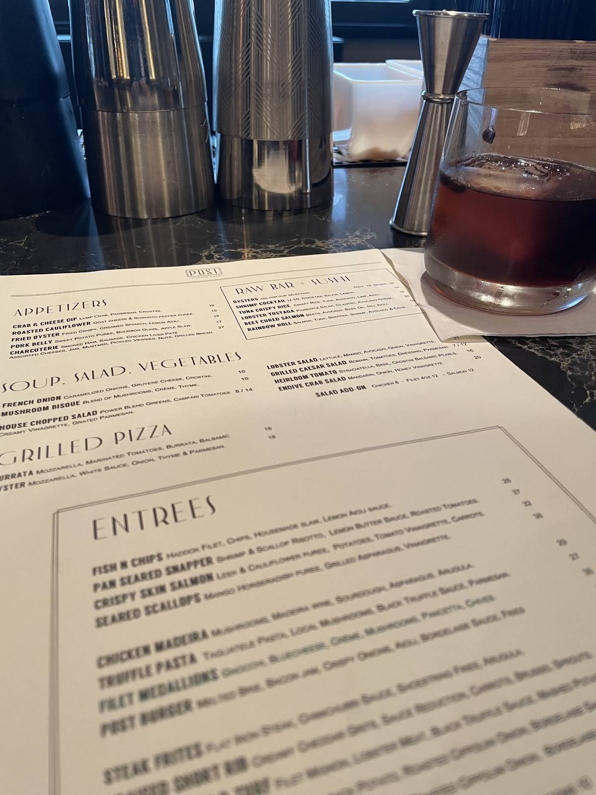 Menu at Post Kitchen and Bar, Sarasota