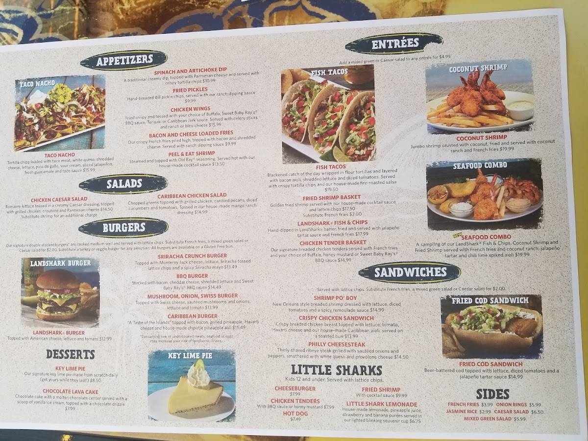 Menu at LandShark Bar & Grill Atlantic City, Atlantic City