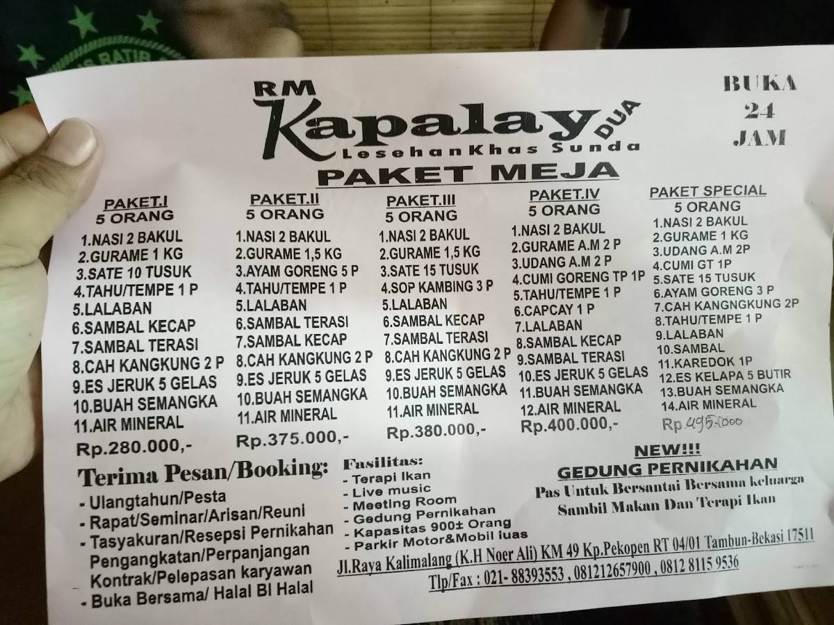 Menu At Rm Kapalay Dua Restaurant Bekasi Regency