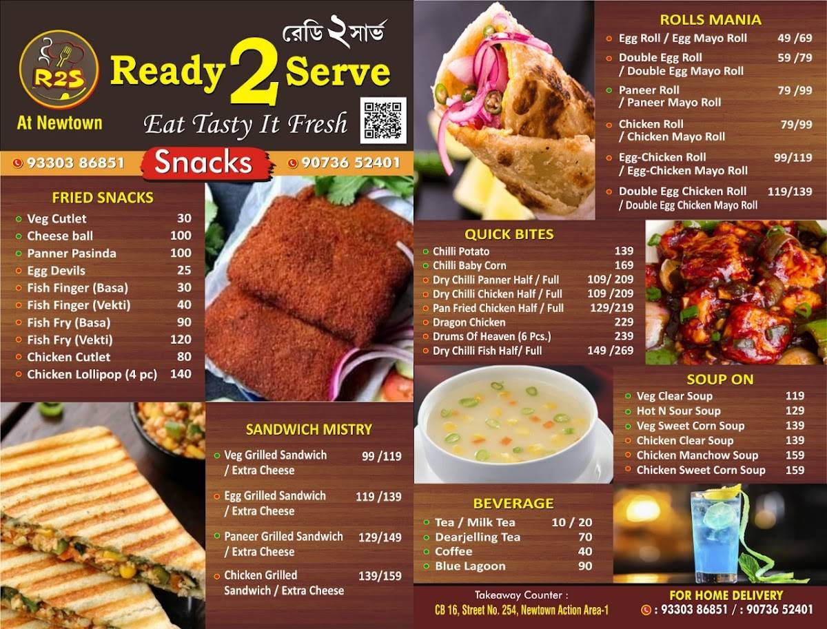Menu at Ready2Serve, New Town