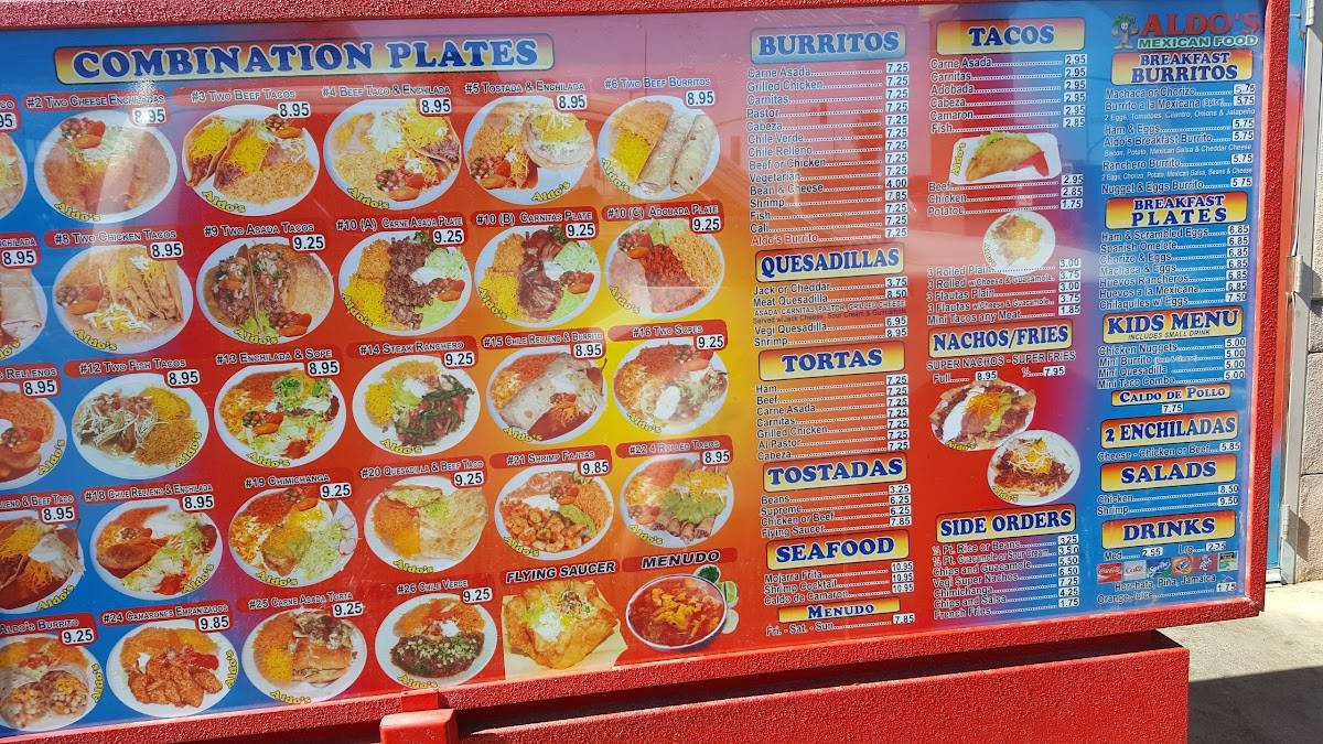 Menu at Aldos Mexican Food restaurant, Coachella