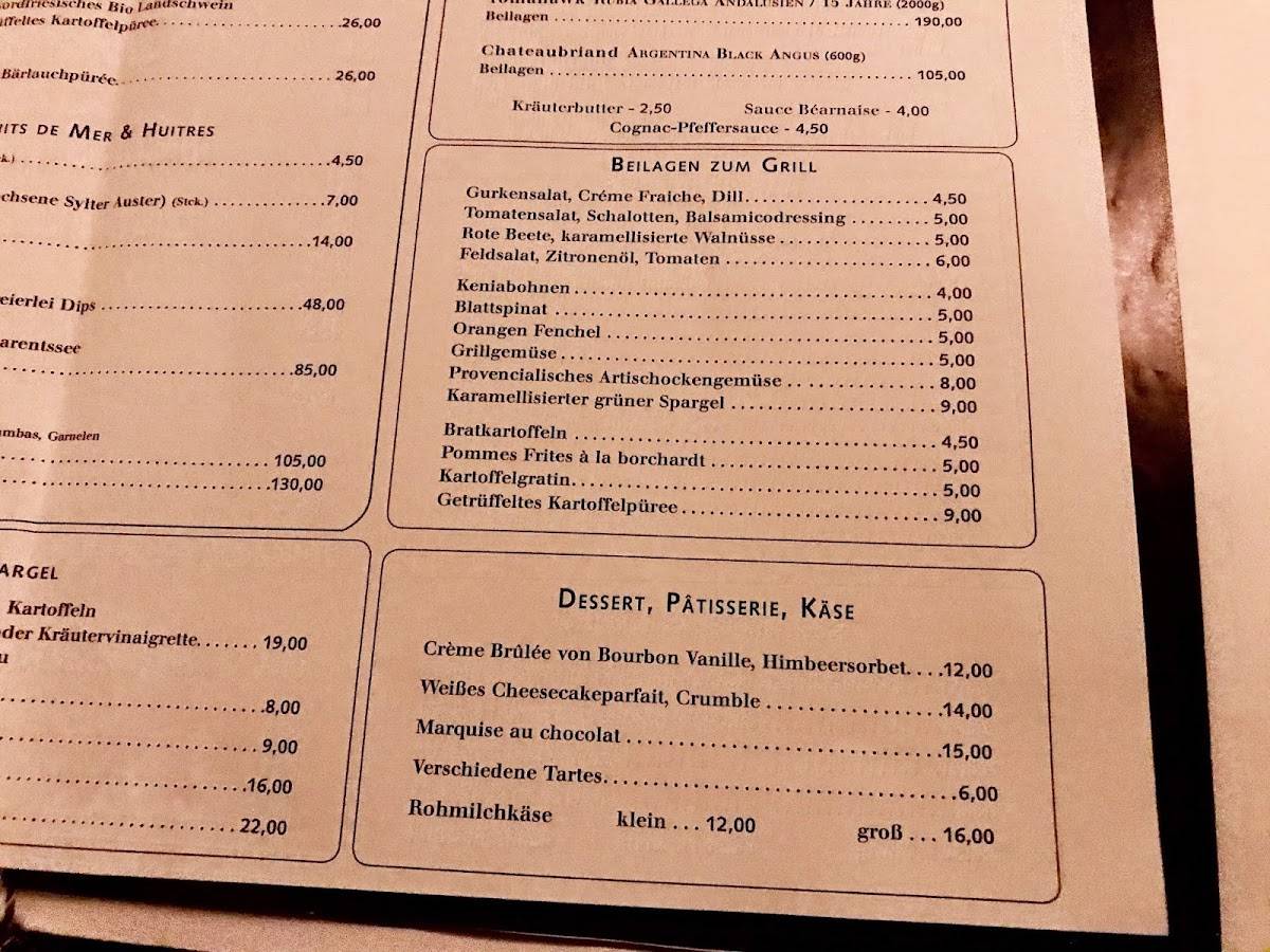 Menu at Borchardt restaurant, Berlin