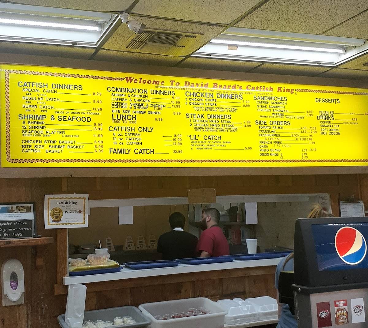 Menu at Catfish King of Jacksonville restaurant, Jacksonville, E Rusk St