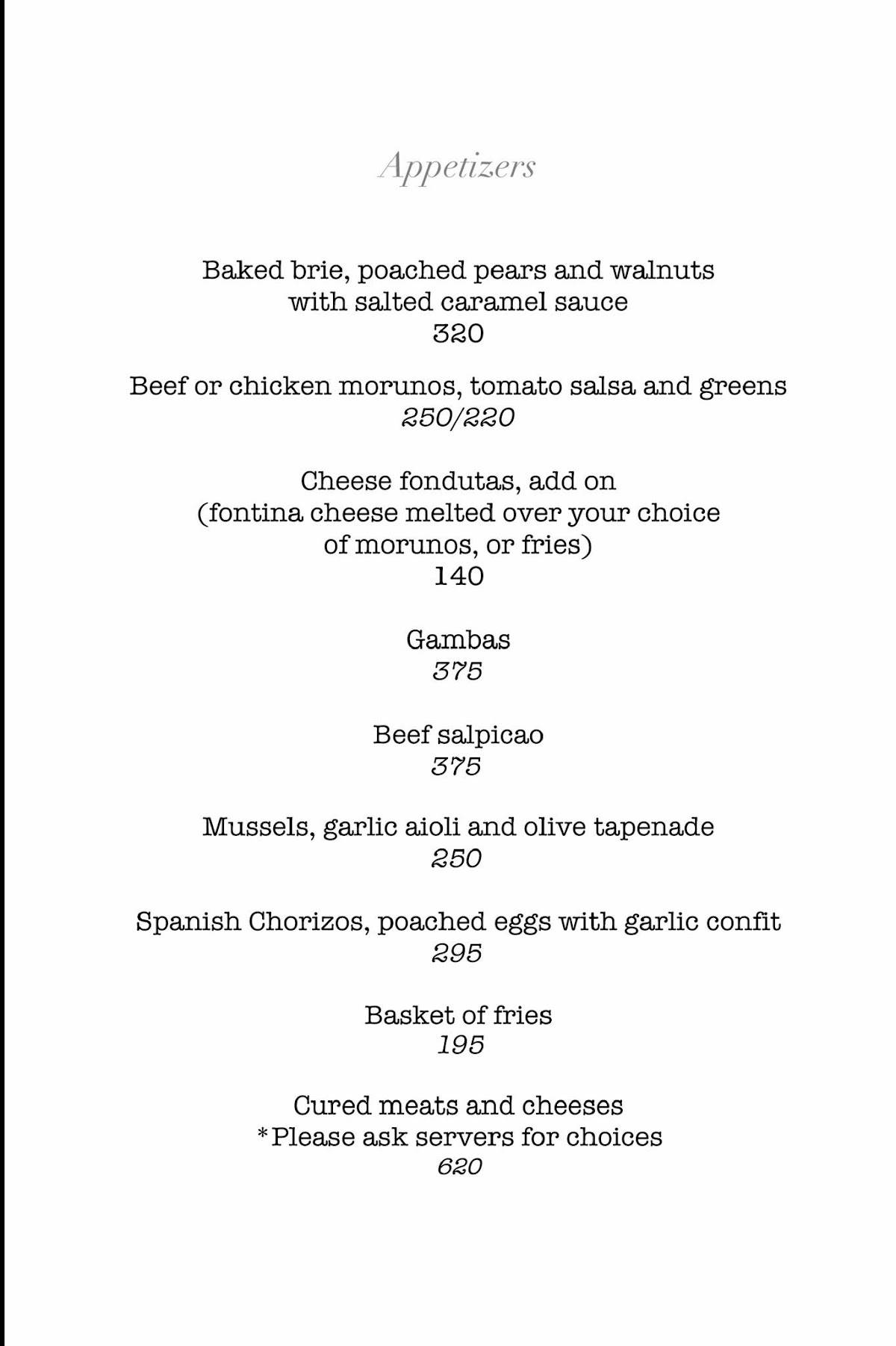 Menu at Delgado.112 restaurant, Quezon City