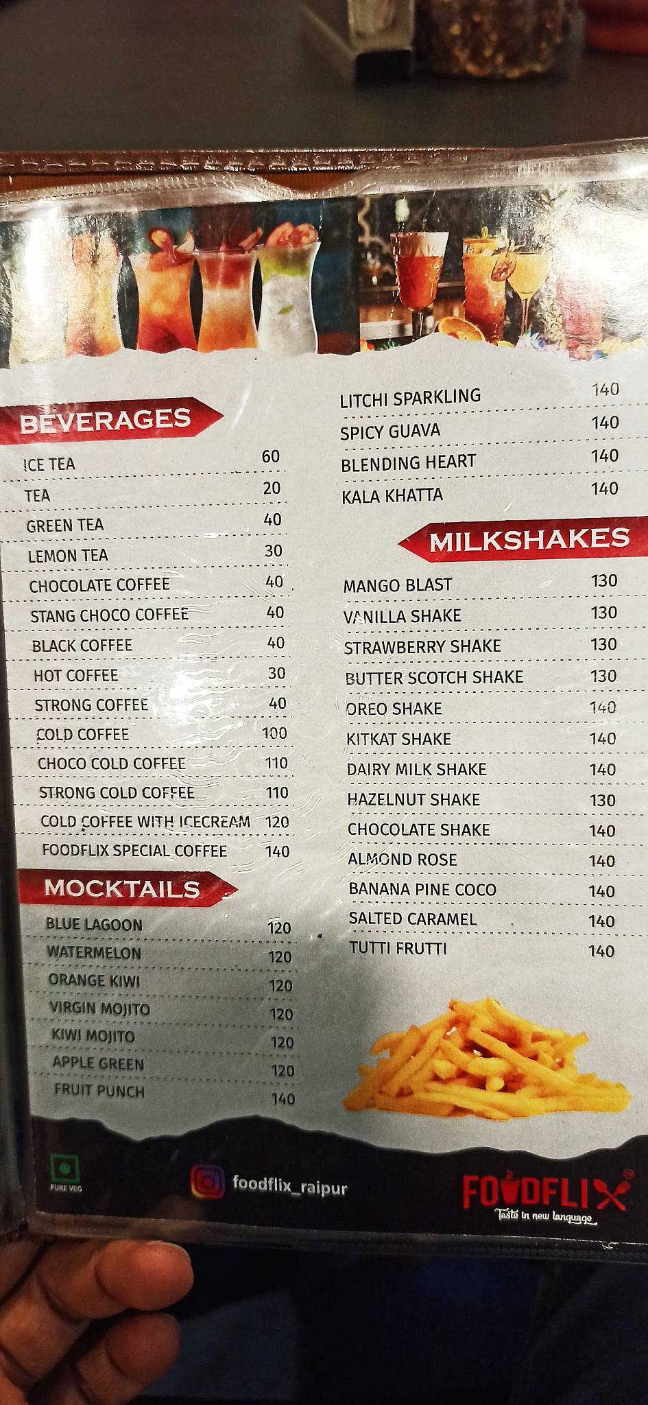 Menu at FOODFLIX, Raipur