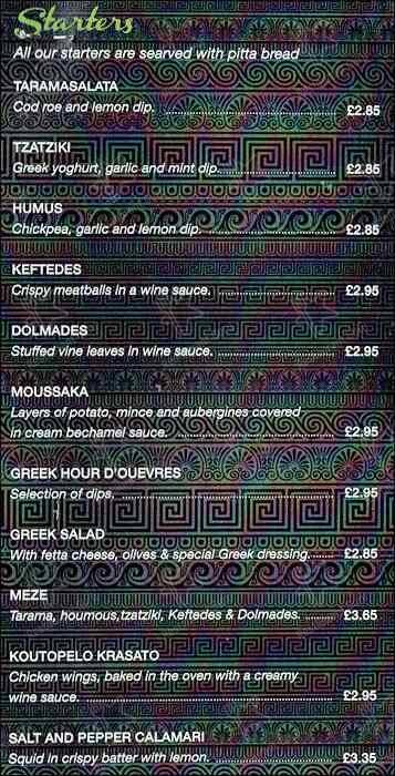Menu at Greek Golden Kebab restaurant, Glasgow, 34 Sinclair Dr