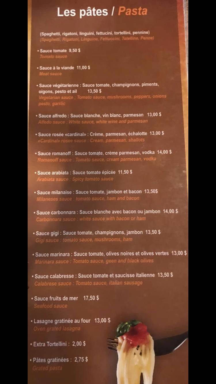 Menu au Restaurant Mikael, SainteAgathedesMonts