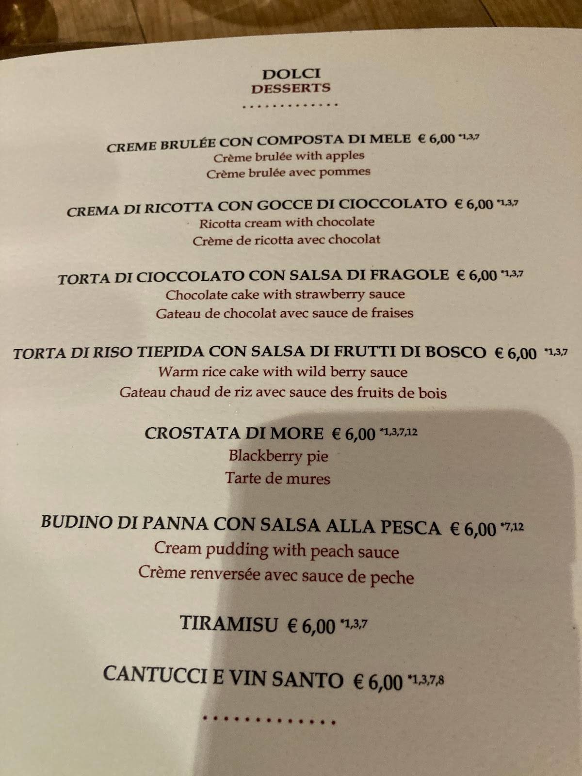 marina di santo spirito menu