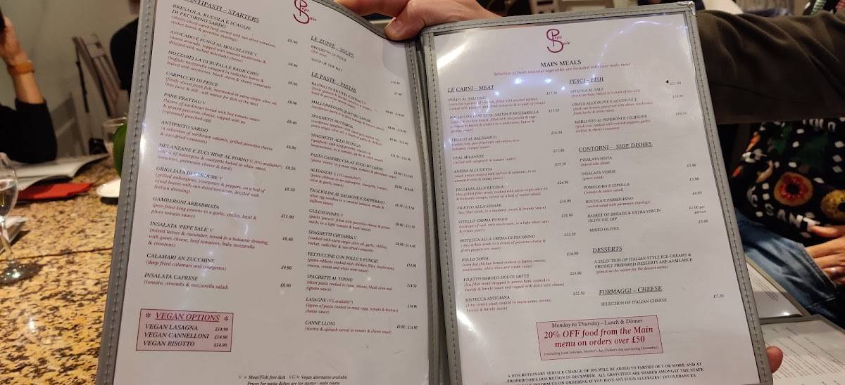 Menu at Pepe Sale restaurant, Reading