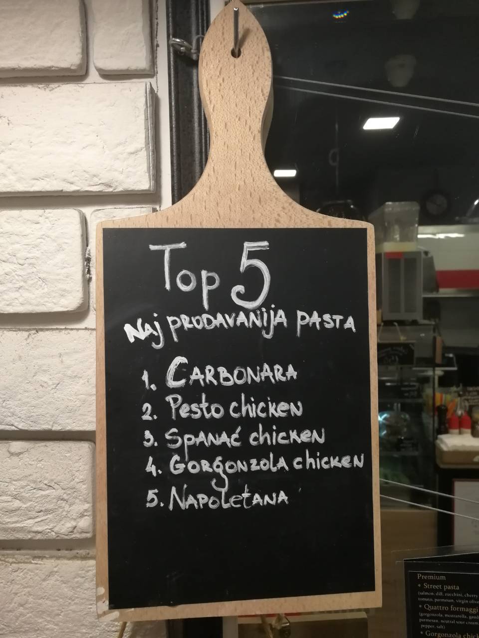 Menu at Street Pasta Bar Kralja Milana 52 Slavija, Belgrade