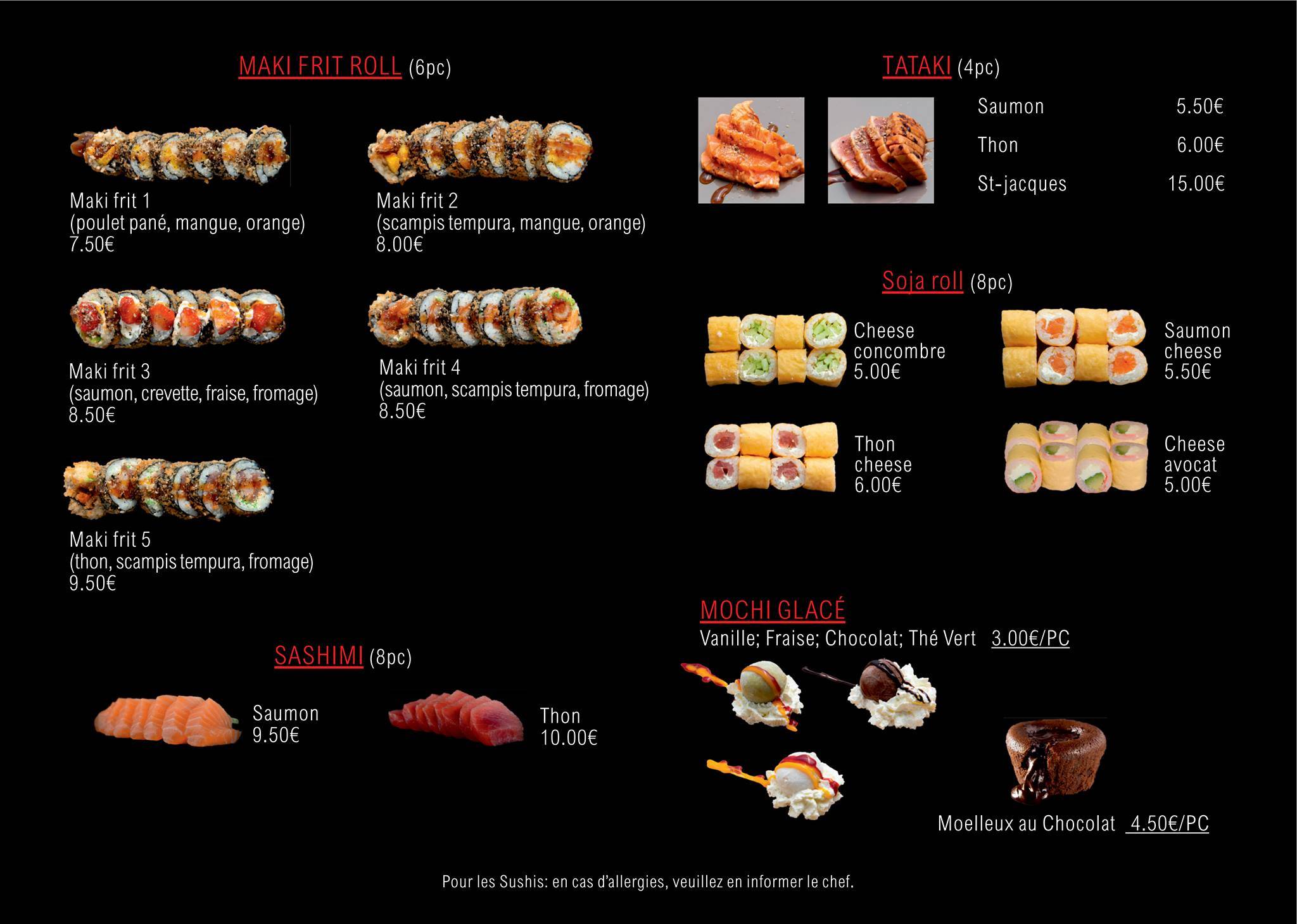Speisekarte von Restaurant TACHI, Luxemburg