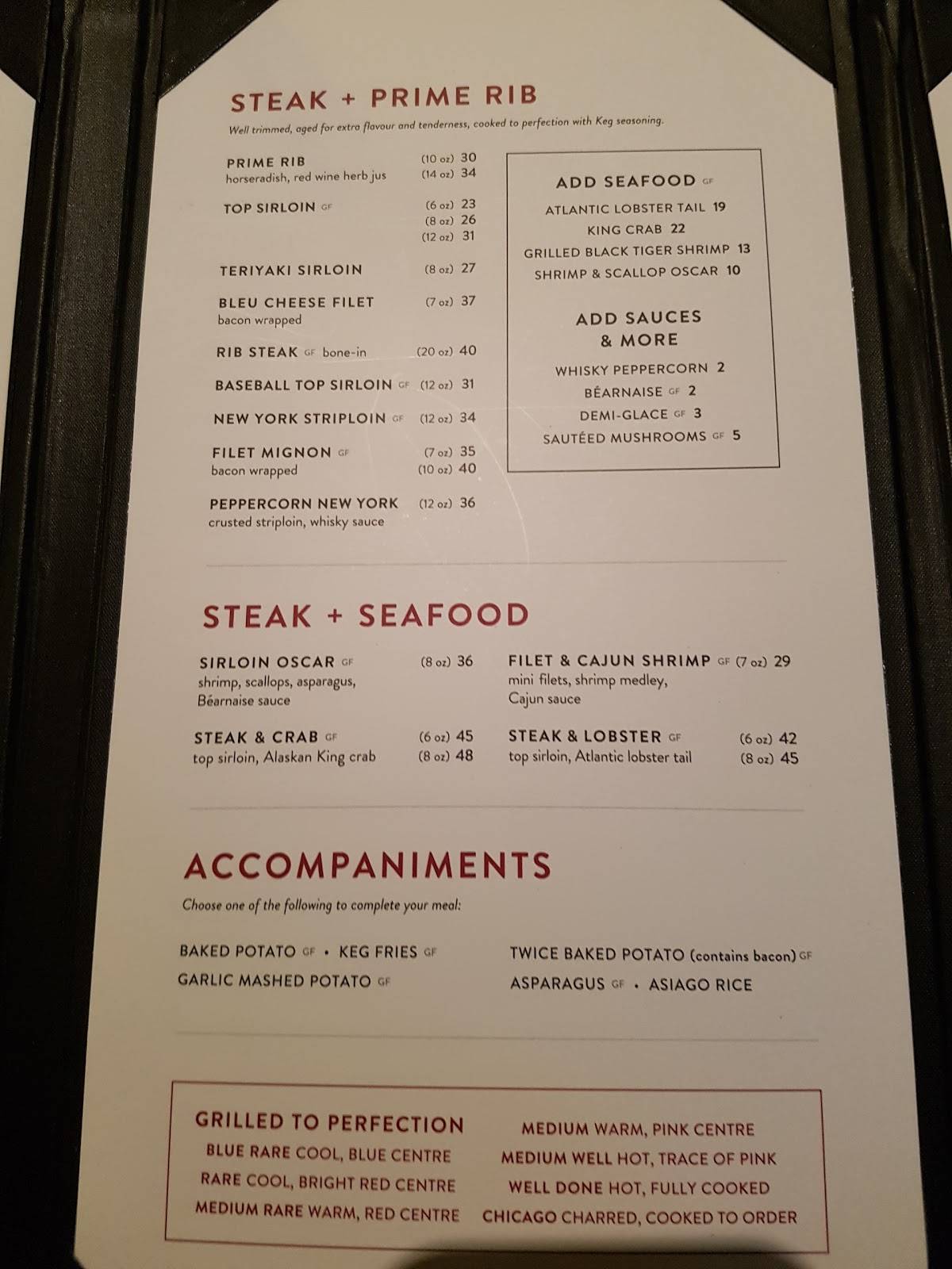 Menu at The Keg Steakhouse + Bar - Regina Centre Crossing, Regina ...