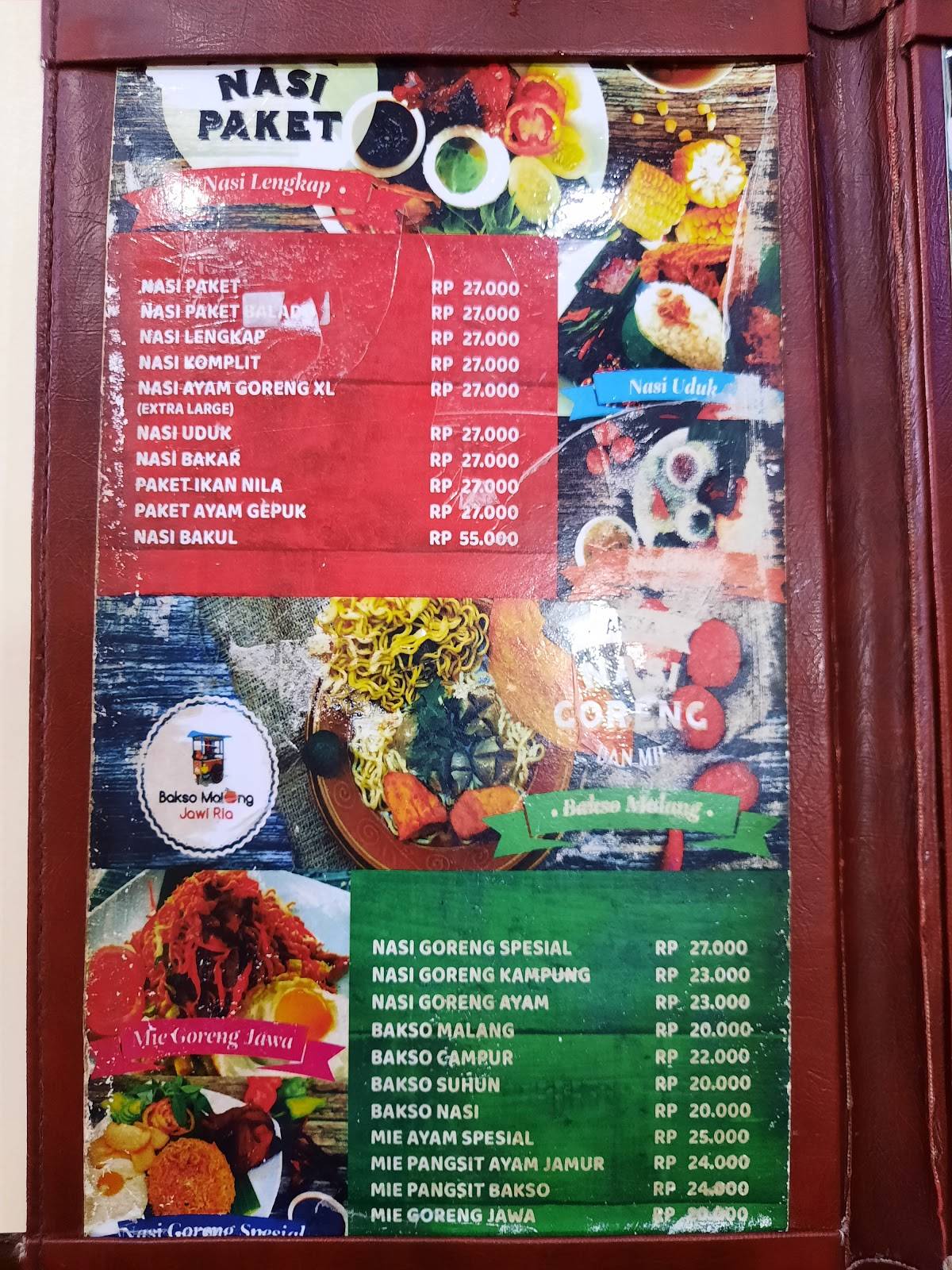 Menu at Rumah Makan Jawi Ria restaurant, Pontianak, Jl. Hasanuddin No.155