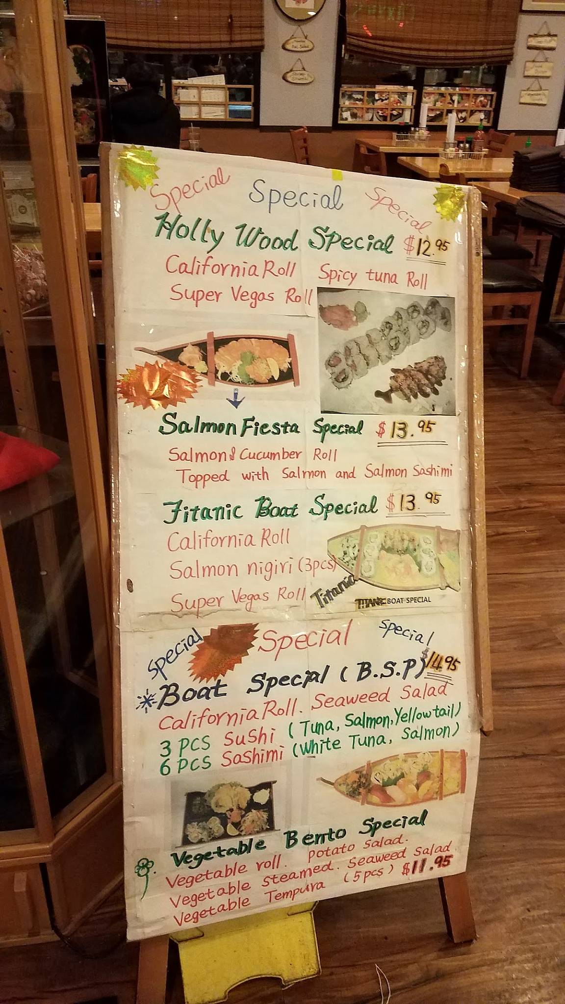 Menu at Sachiko Sushi restaurant, Tucson, E Valencia Rd