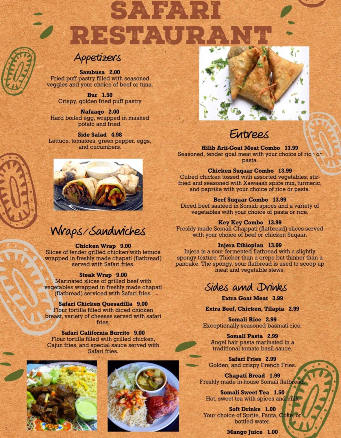 Menu at Safari Restaurant, Grand Forks