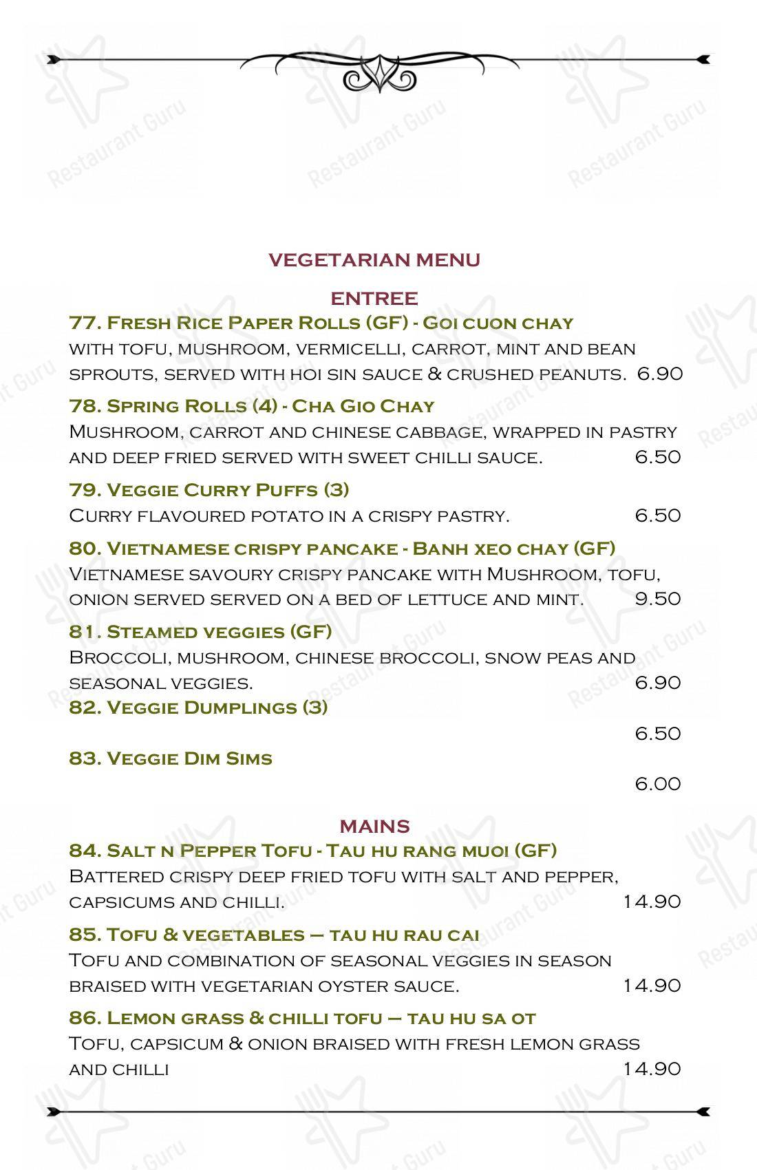 Menu At Saigon Bites Restaurant East Gosford 2358