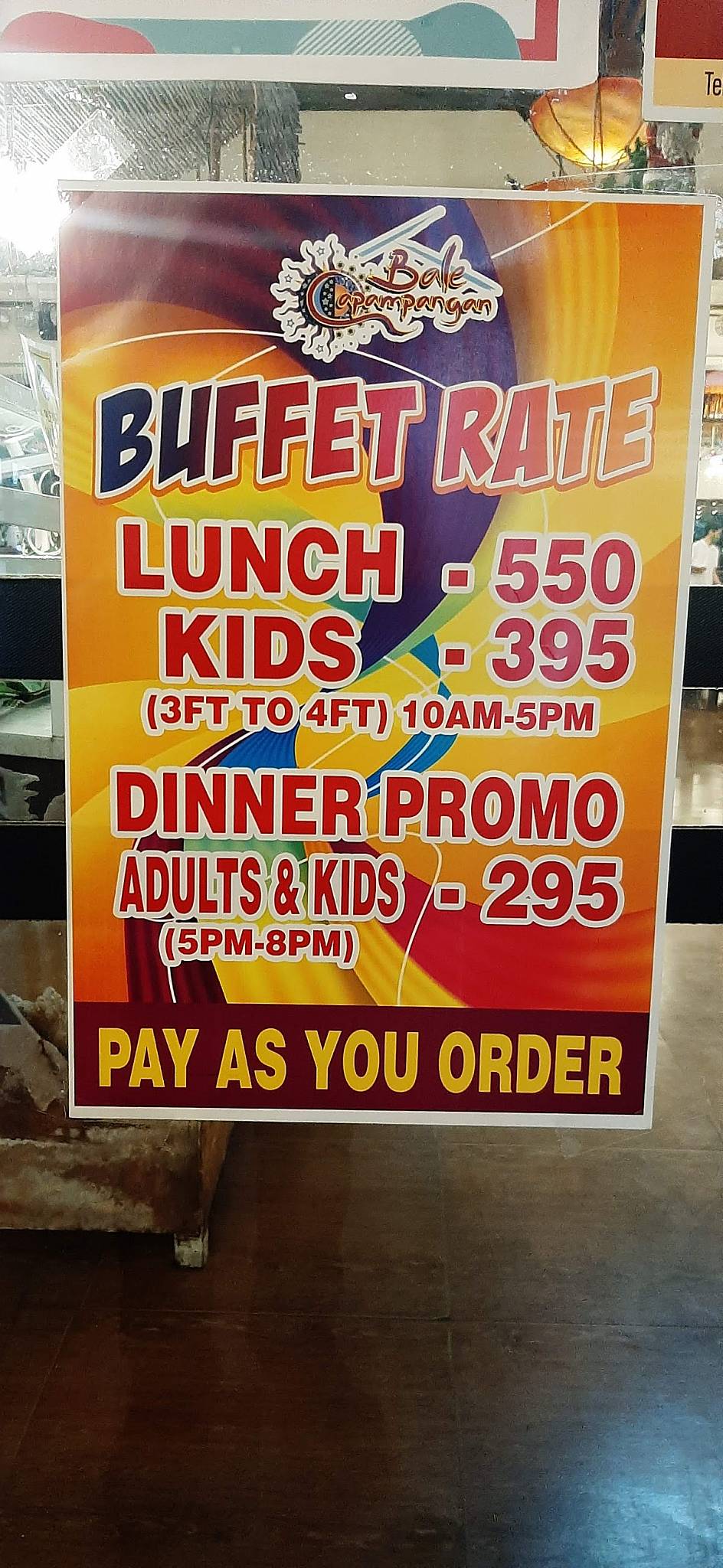 Menu at Bale Capampangan restaurant, San Fernando, Km 69 MacArthur Hwy