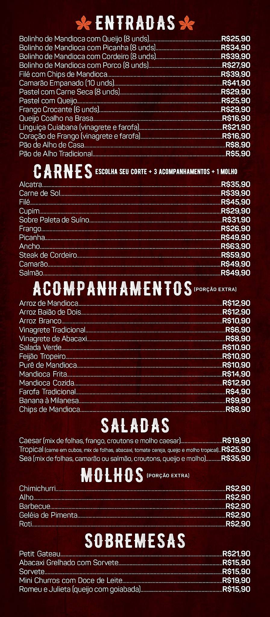 Menu em Mandioca restaurante São Luís