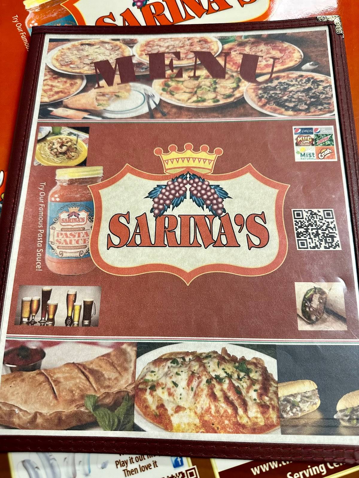 Menu at Sarina's Pizza & Restaurant, Philipsburg, N Front St