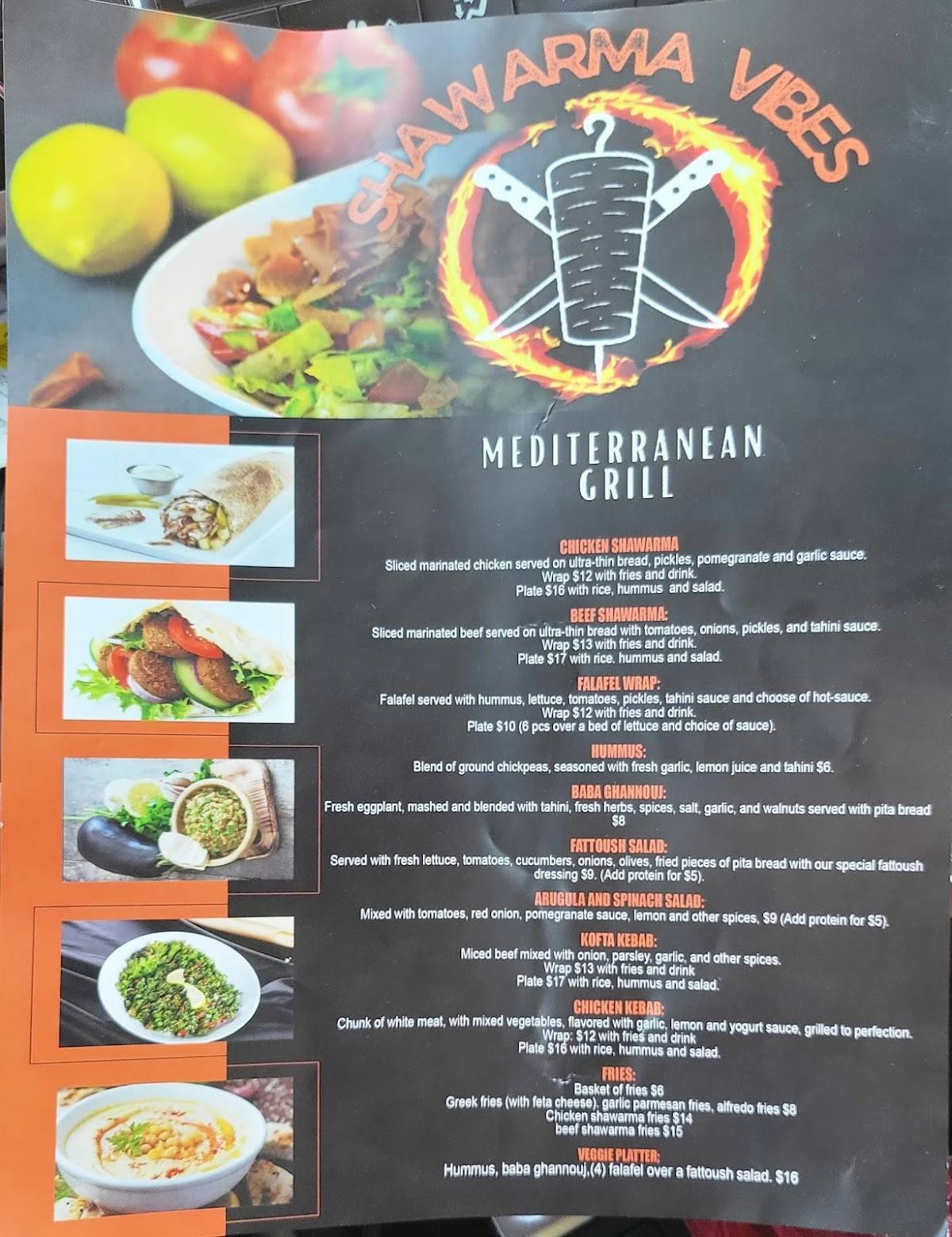 Menu at Shawarma Vibes restaurant, Yuma