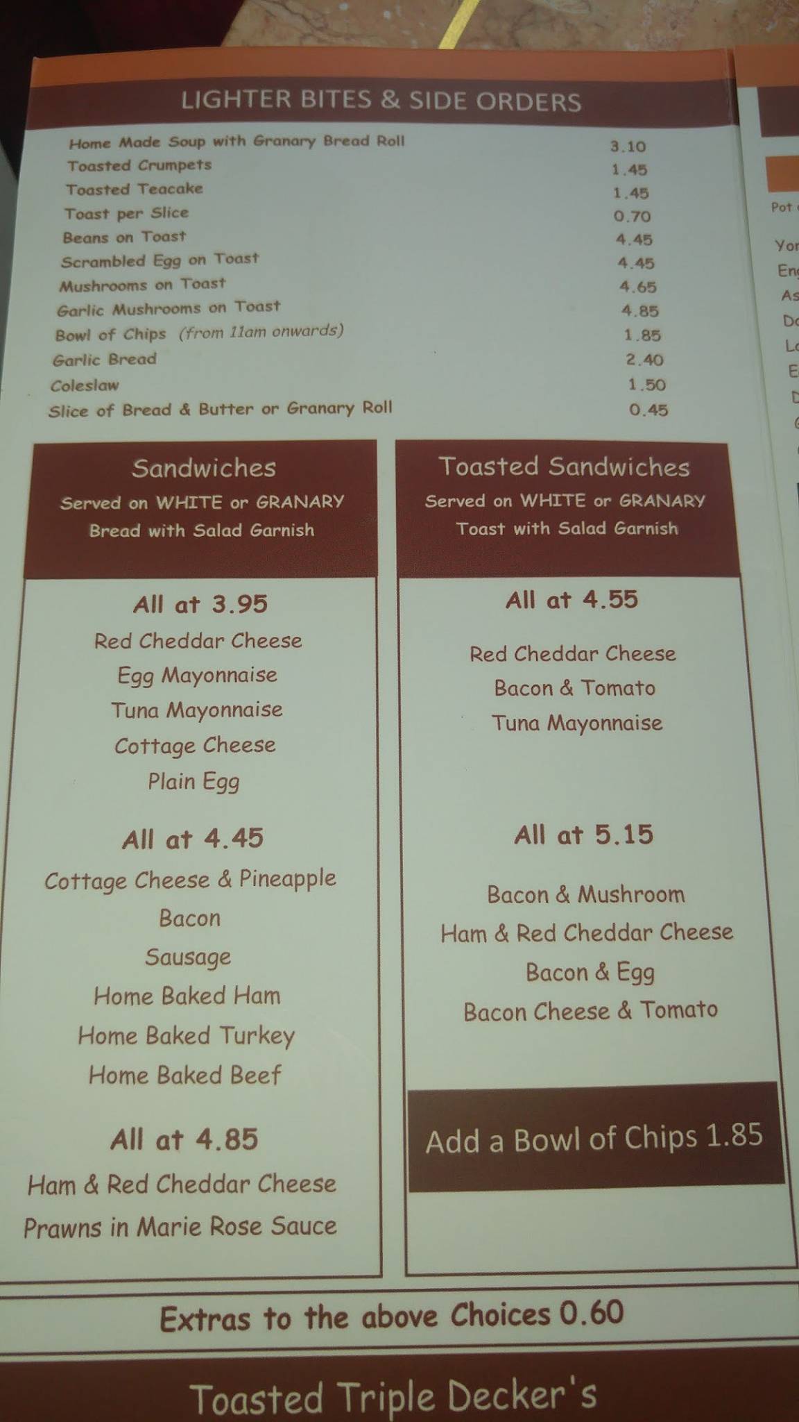 Menu at Nostalgia Tea Rooms cafe, Southport